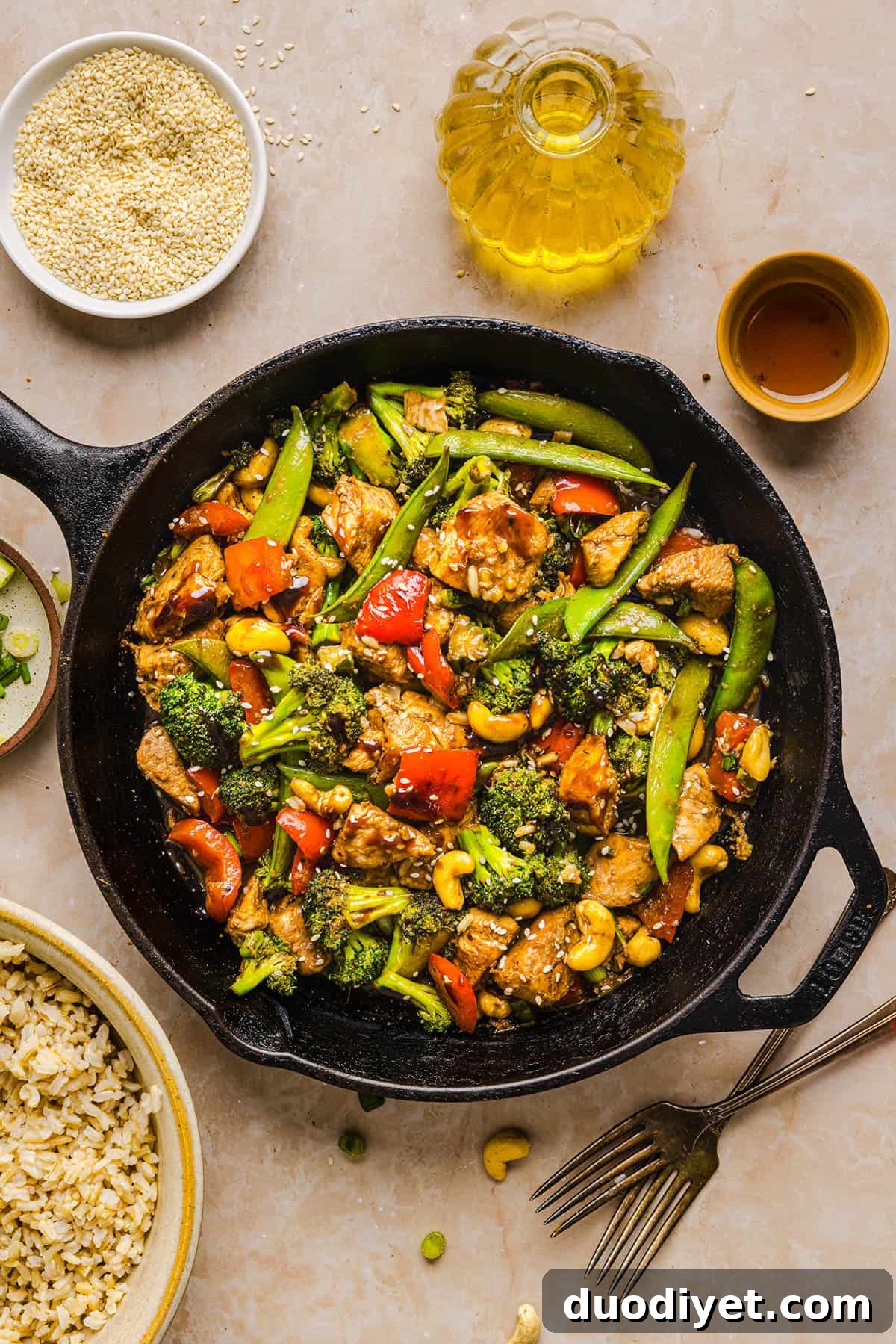 Cashew Chicken Stir-Fry with Vegetables 9 Plate of cashew chicken stir fry