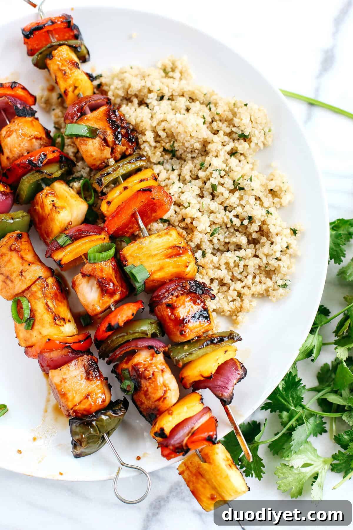Hawaiian Chicken Kabobs with pineapple and peppers