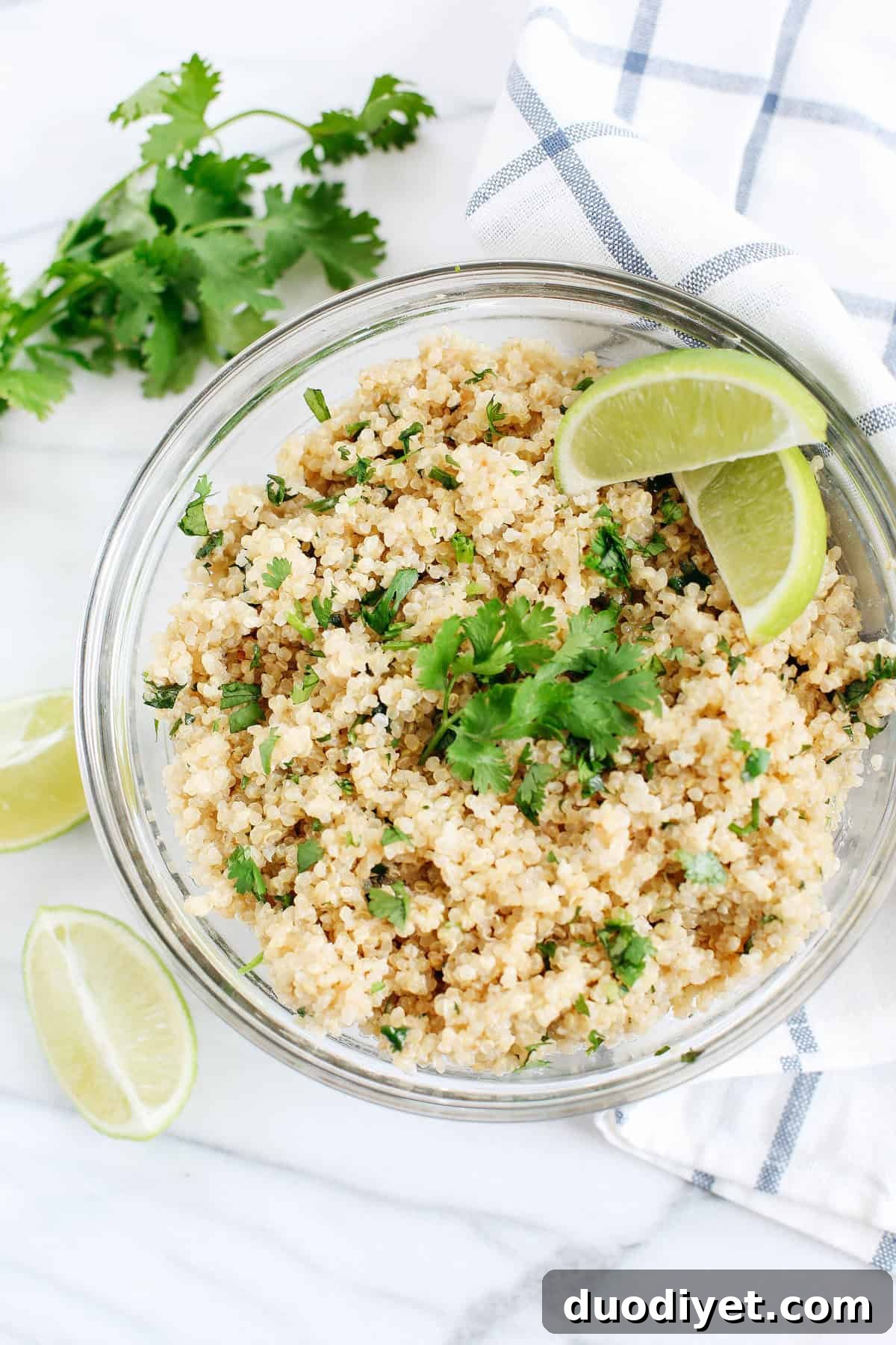 This Coconut Lime Cilantro Quinoa is easily made with just a few simple ingredients and makes the perfect healthy side dish to any meal!