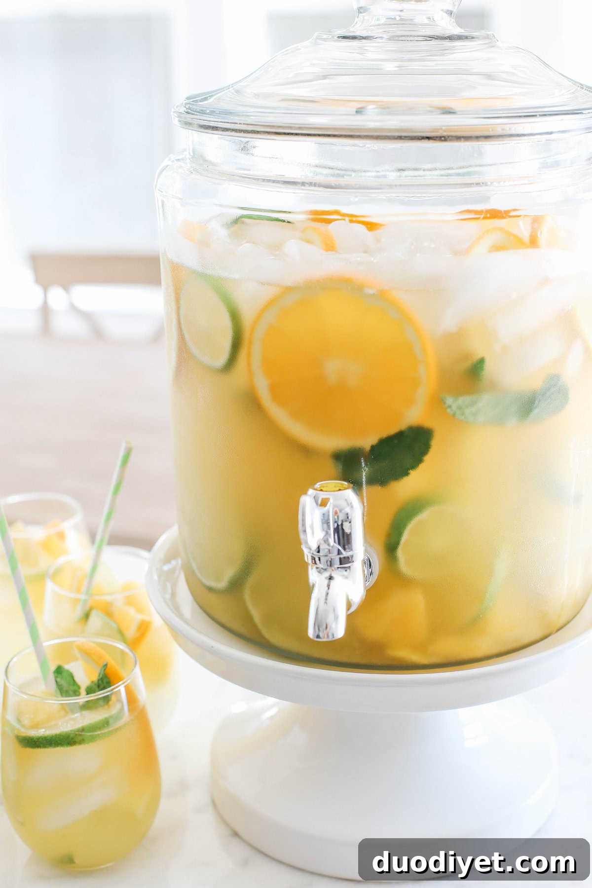 Bright Citrus Sangria Recipe for Summer Gatherings 3 This Citrus Sangria combines all your favorite flavors of summer in one refreshing cocktail with a delicious mixture of fresh pineapple, oranges and limes all topped off with sparkling water!