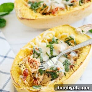 Sun Dried Tomato and Artichoke Spaghetti Squash Boats