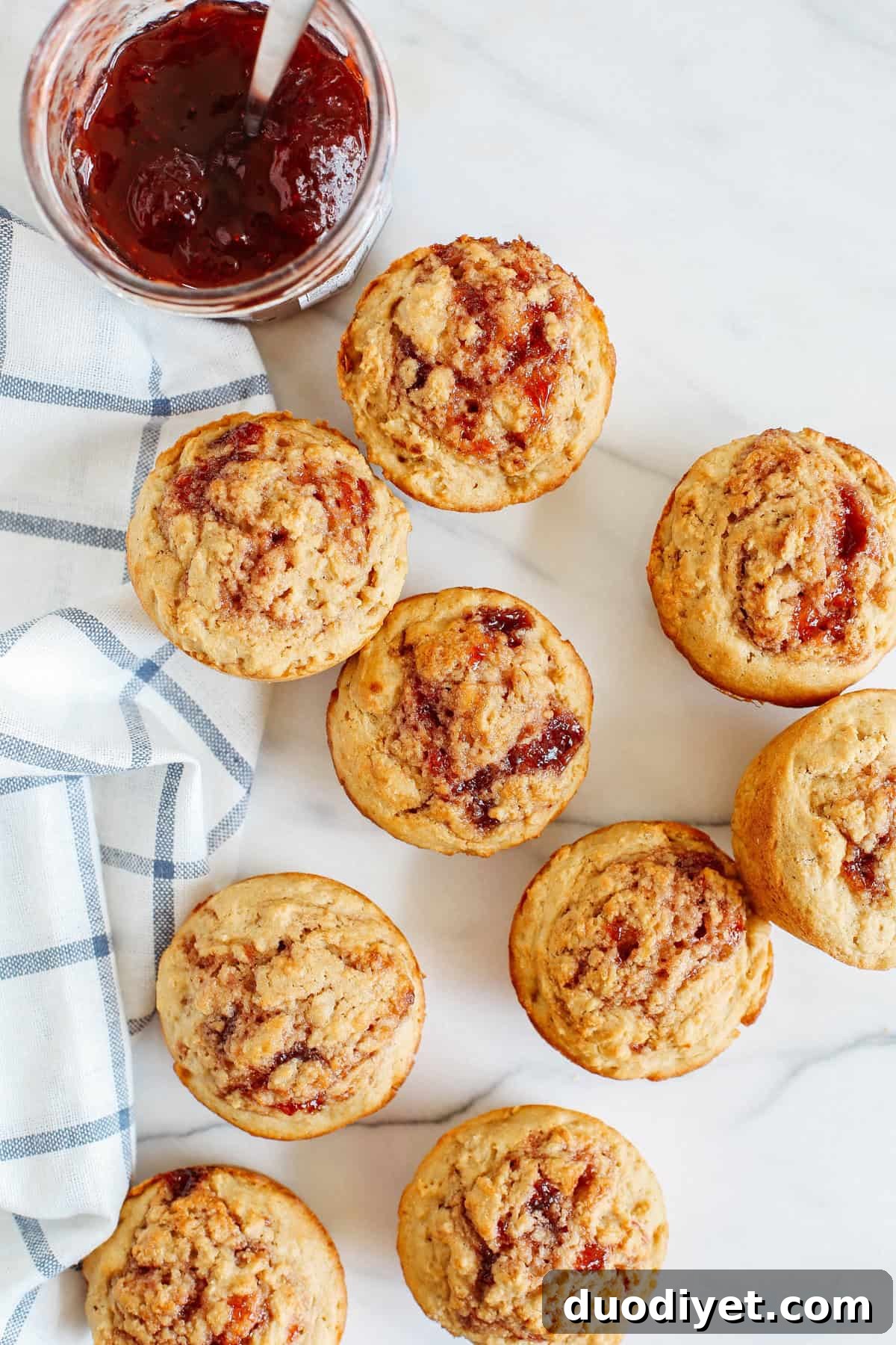 Strawberry Jam Filled Oat Muffins
