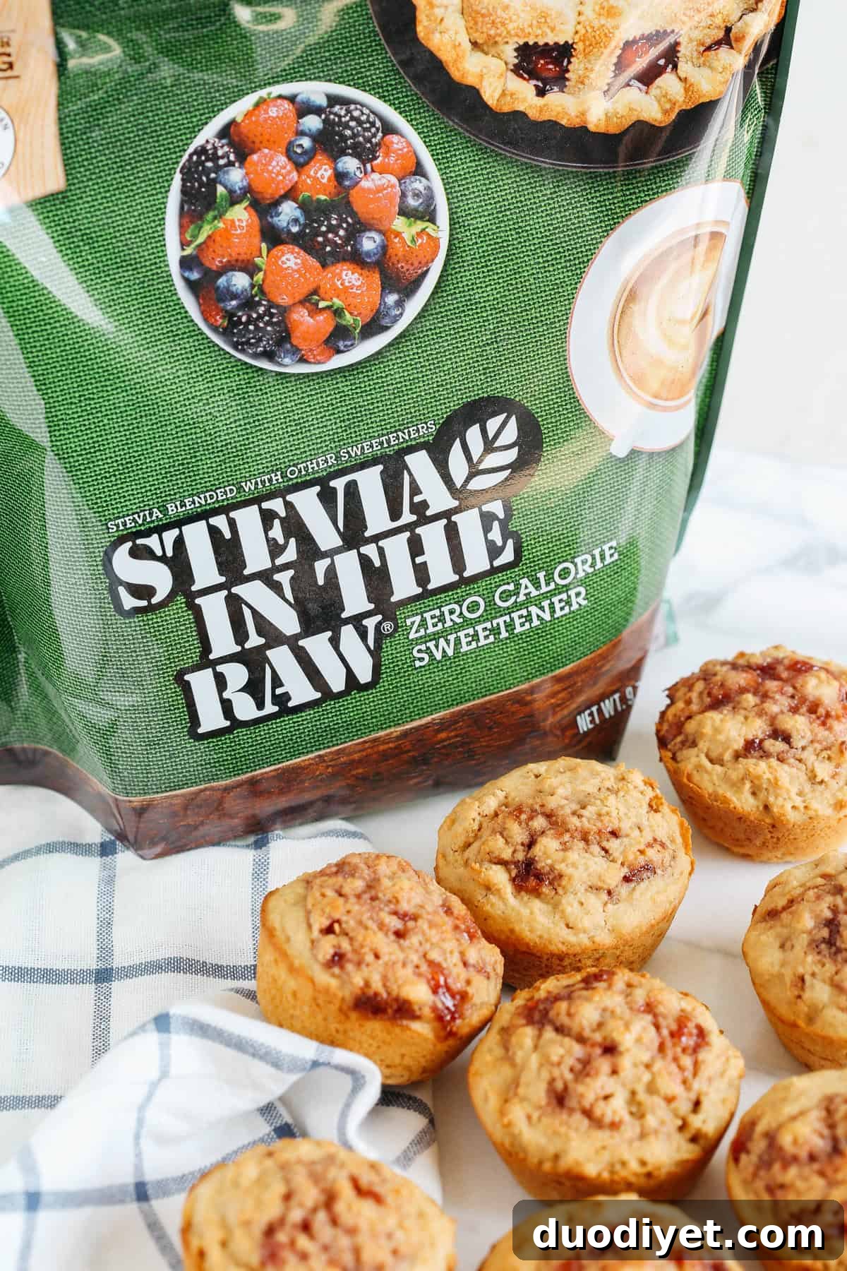 Swirled strawberry jam in muffin batter