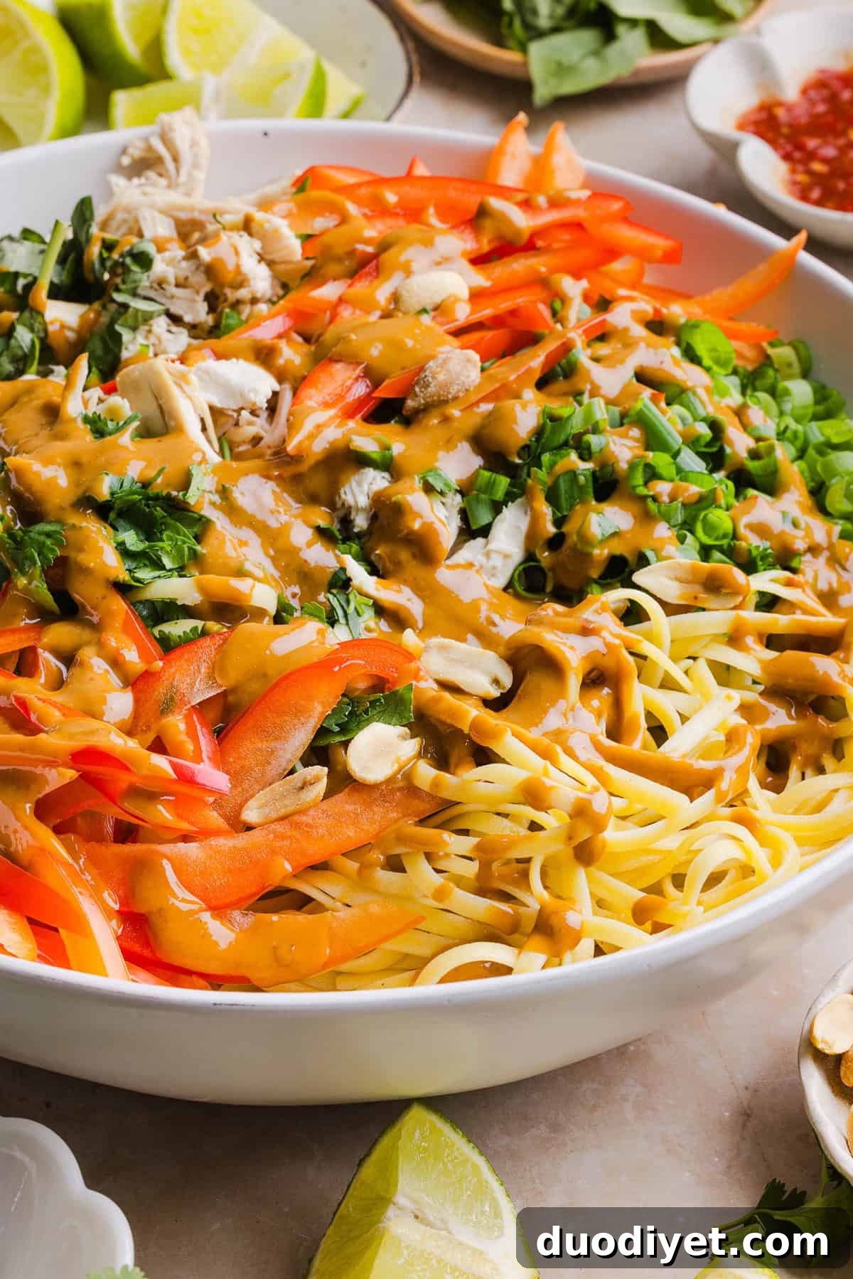 Bowl of creamy peanut sauce ingredients