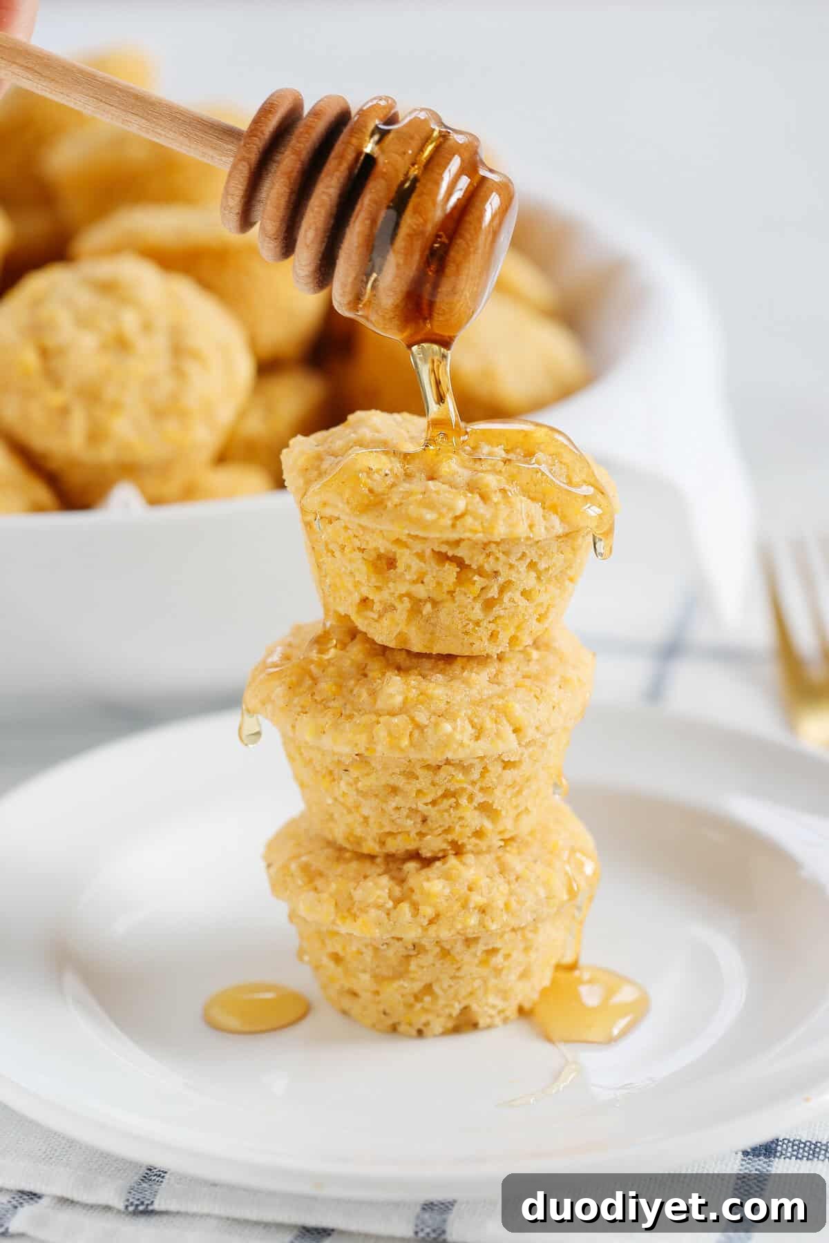 Moist and Fluffy Honey Cornbread Mini Muffins! #dairyfree #vegan 