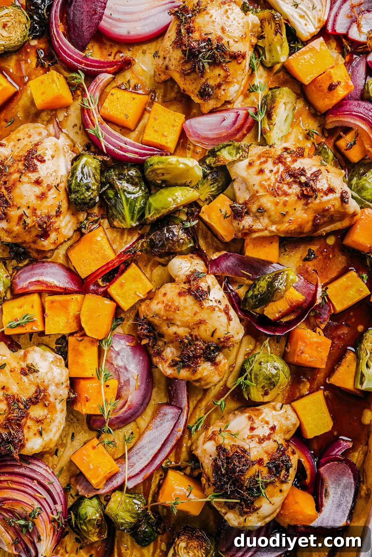 This Sheet Pan Maple Glazed Chicken with Vegetables is healthy, delicious and easily made all on one pan in under 30 minutes! The most flavorful weeknight dinner that is perfect for your fall meal prep!