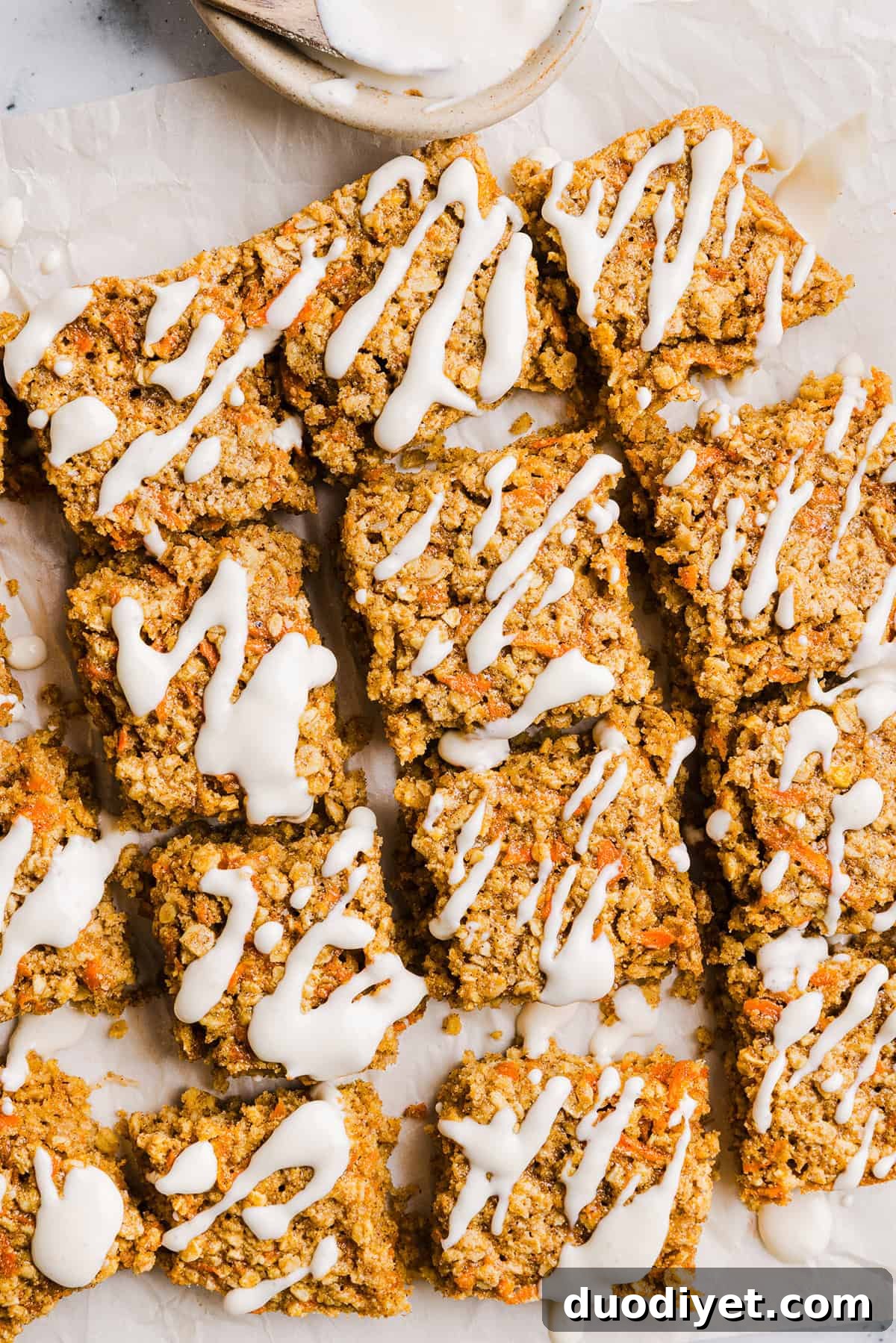 Carrot Cake Oatmeal Breakfast Bars closeup