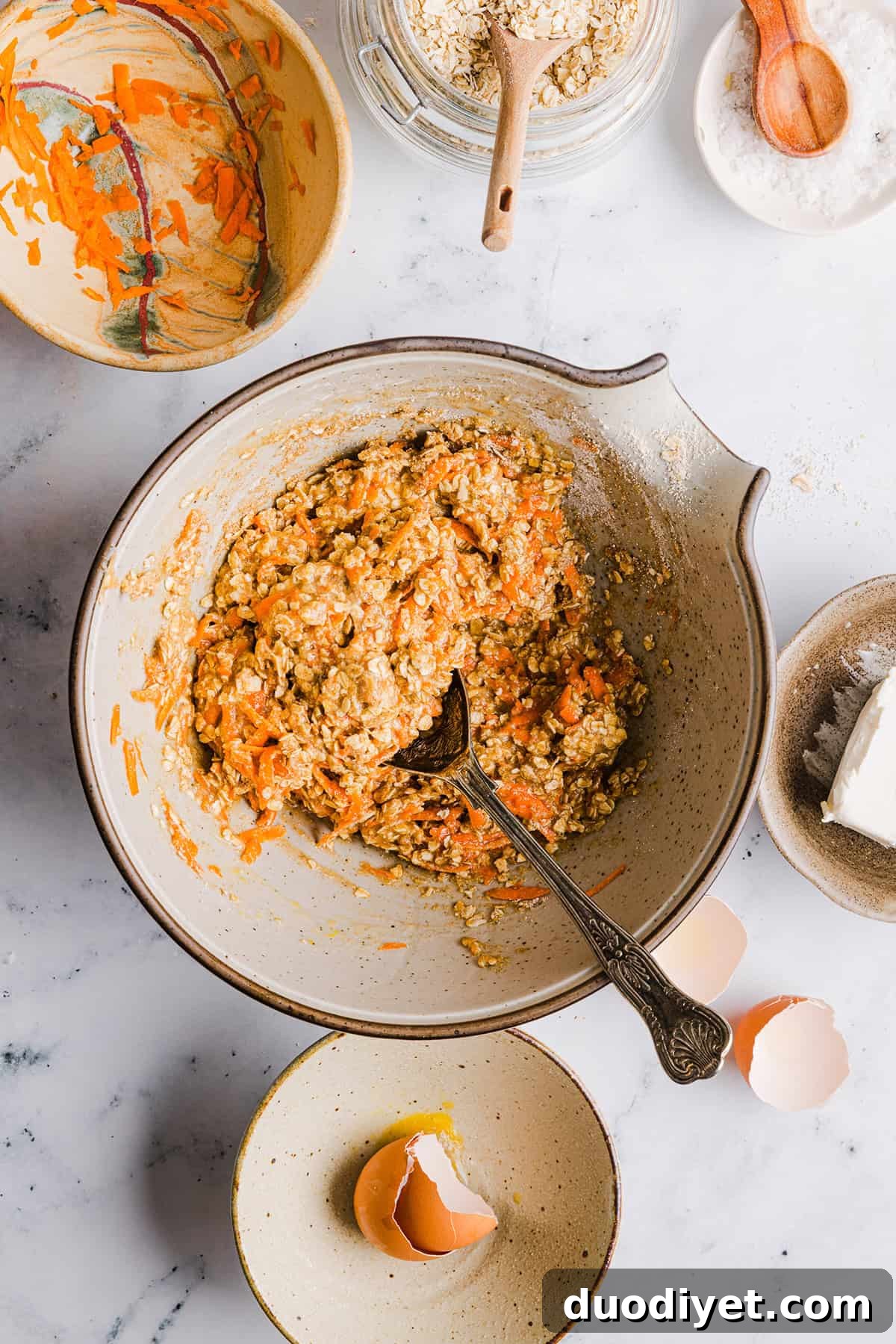 Make Ahead Carrot Cake Oatmeal Breakfast Bars 5 These EASY Healthy Carrot Cake Oatmeal Breakfast Bars make a quick on-the-go breakfast, snack or wholesome dessert! Made with zero refined sugar and drizzled with a delicious maple cream cheese frosting.