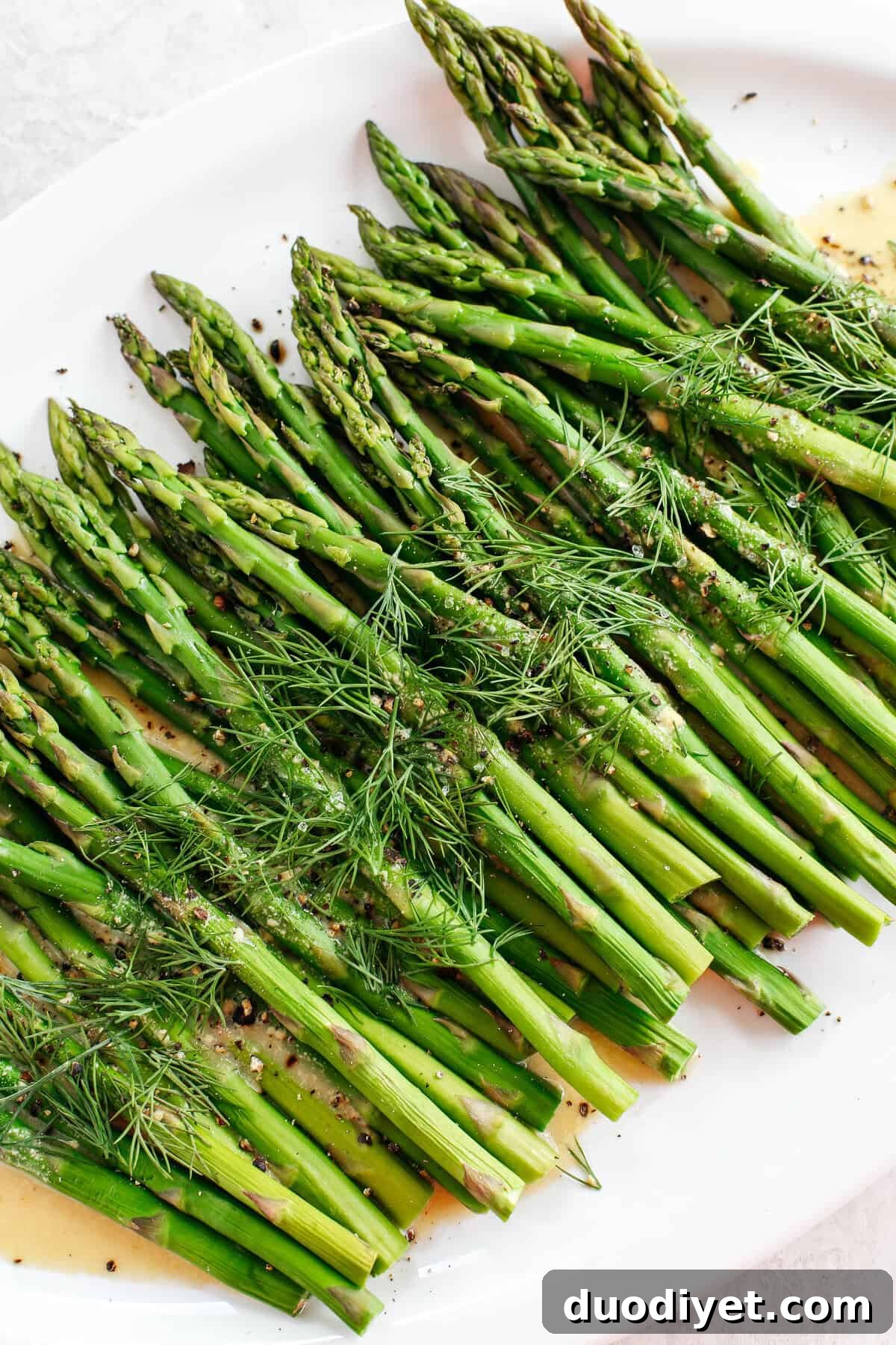 Baked Asparagus with Tangy Mustard-Dill Sauce 3 Baked Asparagus with delicious Mustard Dill Sauce makes the perfect healthy side dish for any meal with just a few simple ingredients!