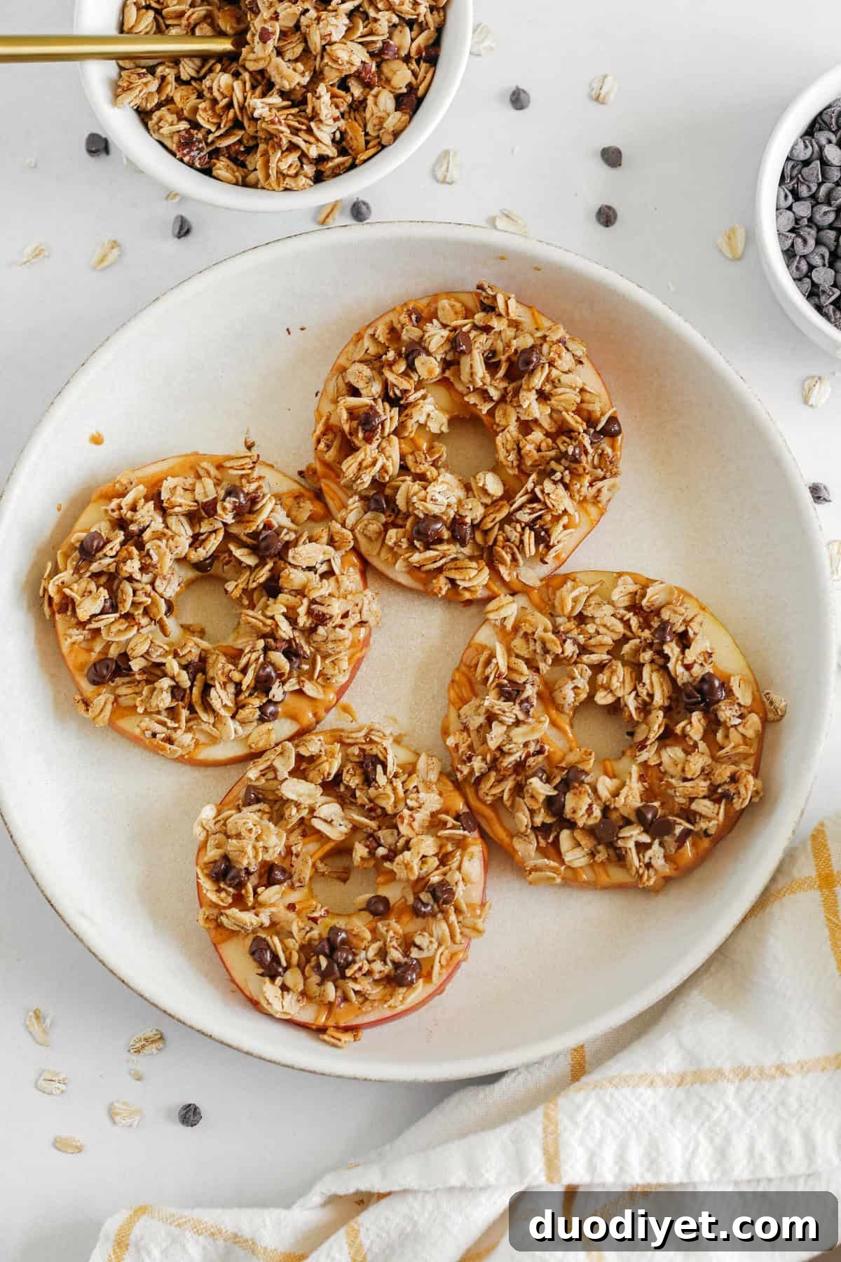 Peanut Butter Granola Apple Rings close-up
