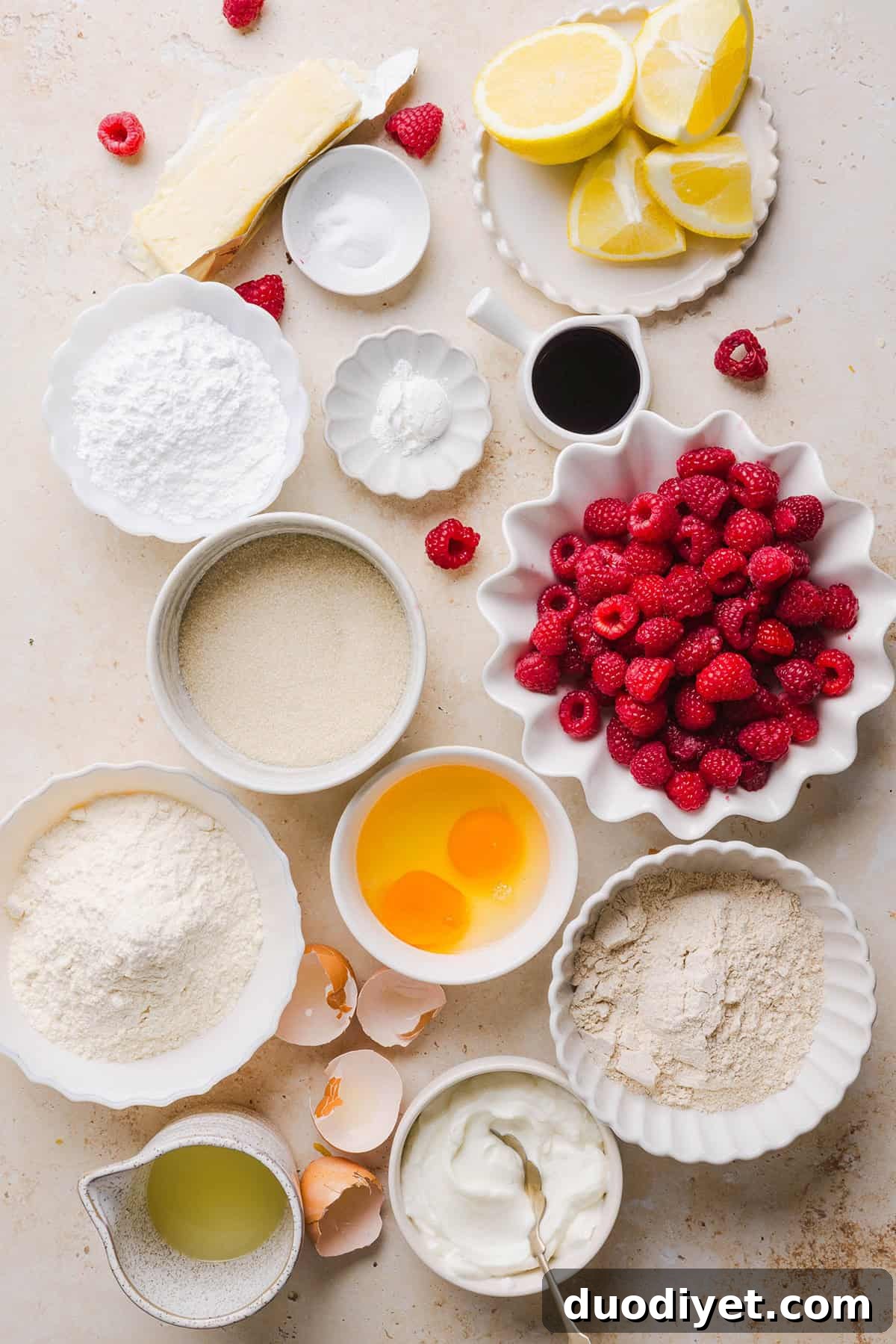 Moist Raspberry Lemon Yogurt Loaf Recipe 3 Raspberry Lemon Yogurt Bread loaf, sliced