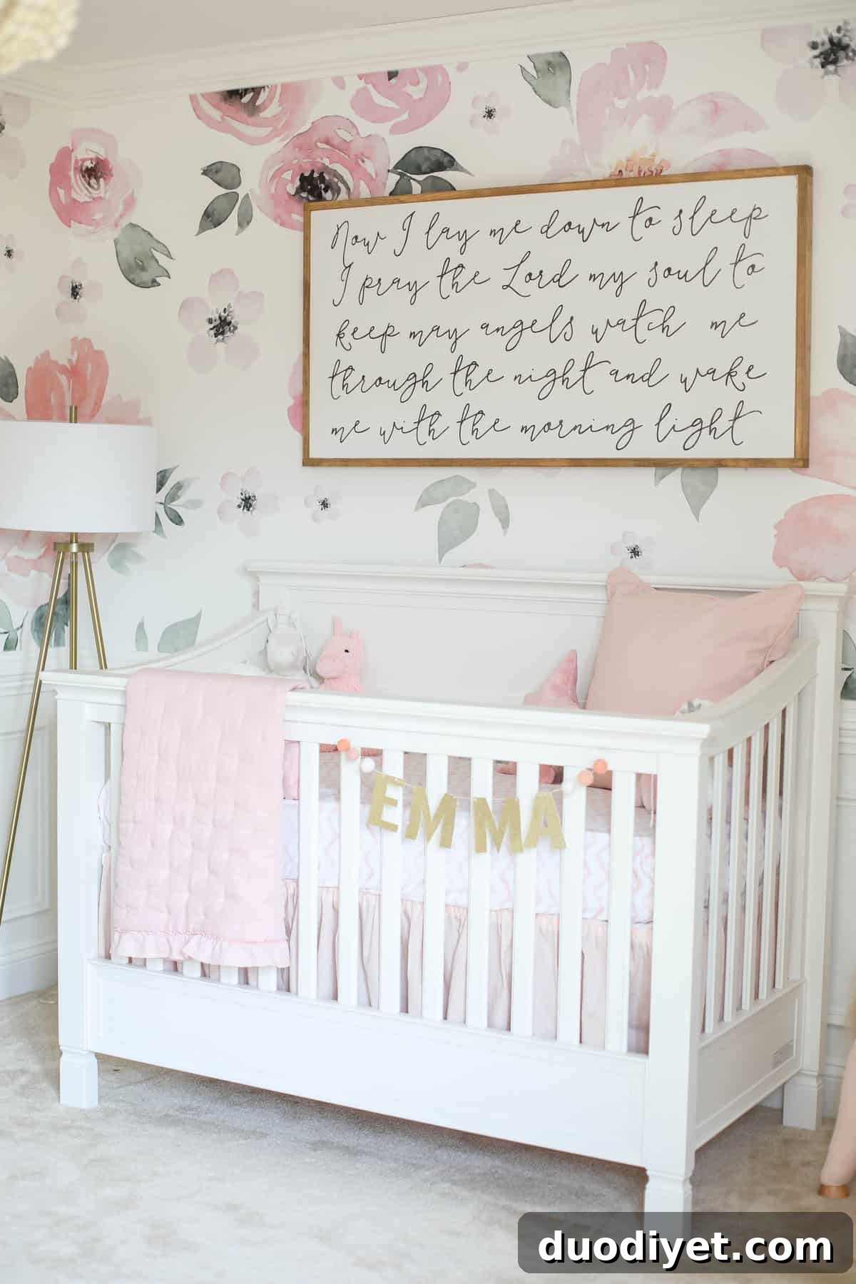 Baby Emma's pink floral nursery
