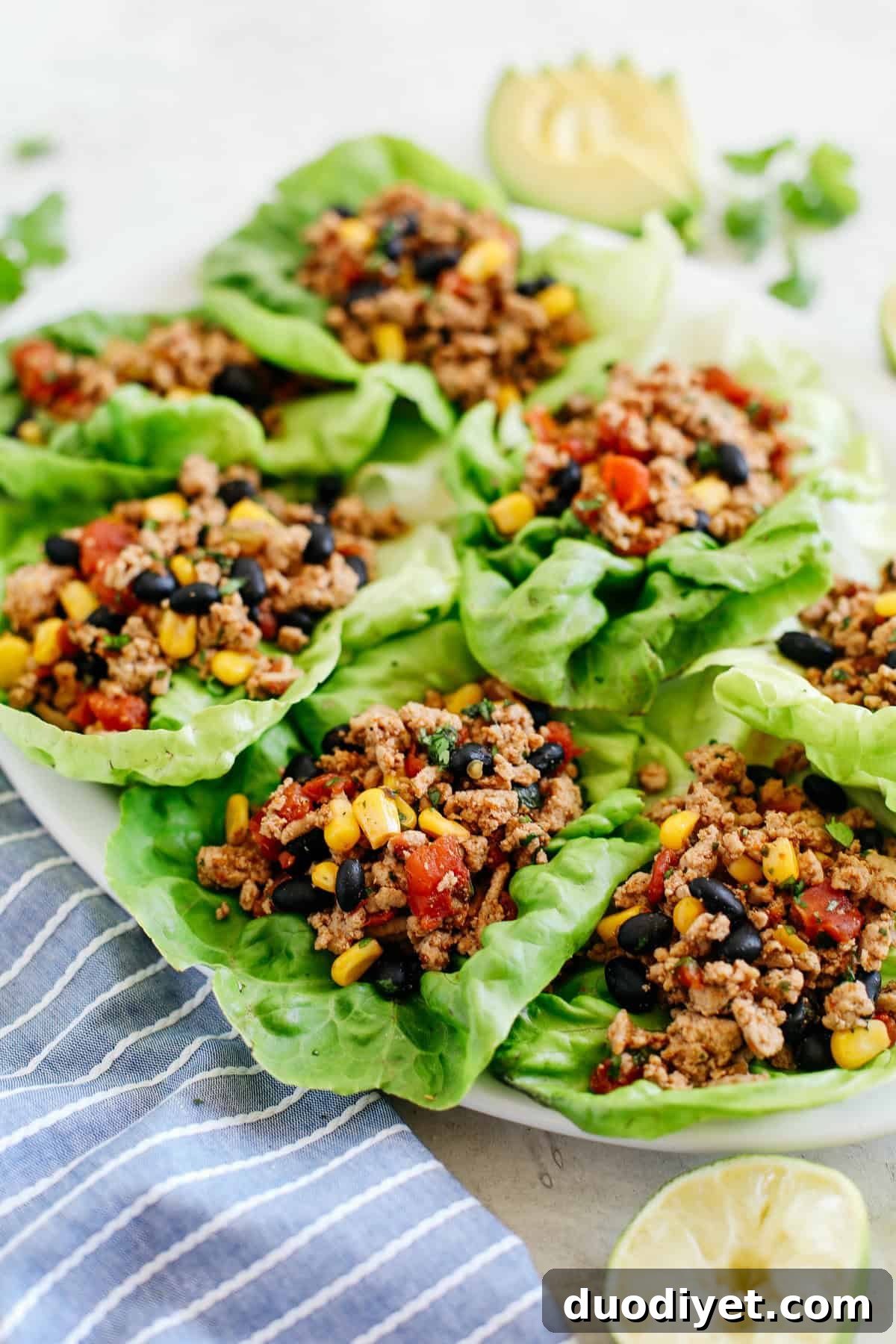 Zesty Turkey Taco Lettuce Wraps 2 Light and healthy Turkey Taco Lettuce Wraps that are an easy low carb alternative to traditional tacos, are super flavorful and take less than 20 minutes to make!