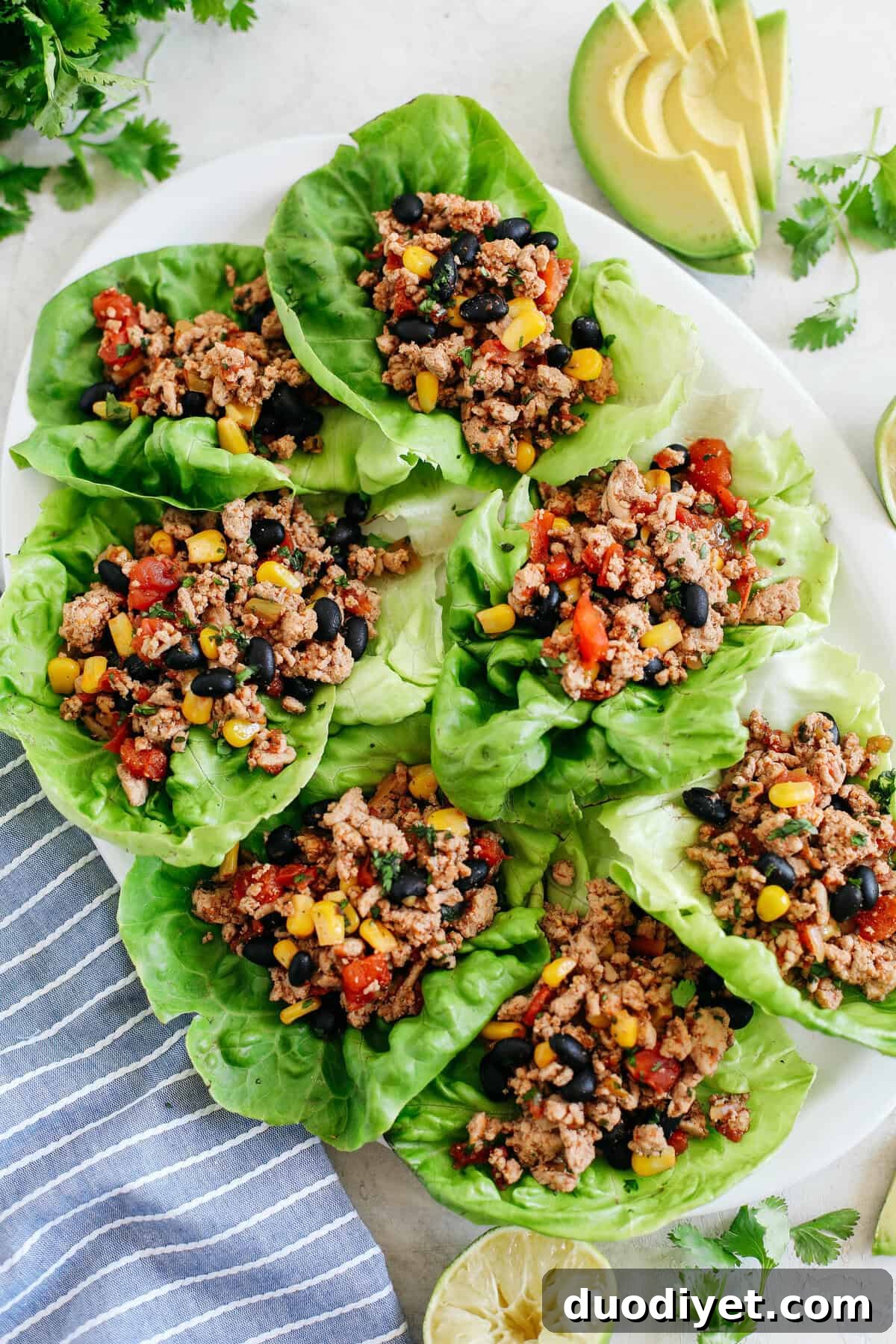 Close up of turkey taco lettuce wraps