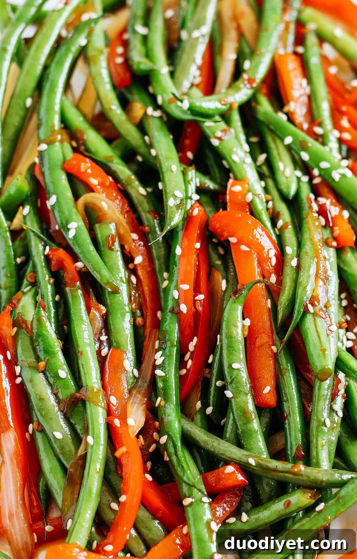 Ginger Soy Glazed Green Beans and Bell Peppers Stir Fry Recipe 3 Ginger Soy Glazed Green Beans and Peppers cooked to crisp-tender perfection
