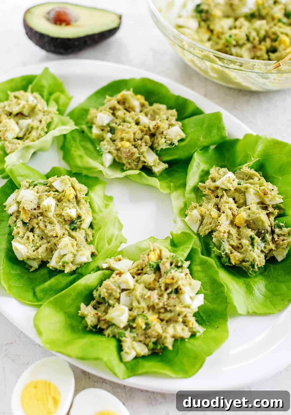 Tuna Avocado Egg Salad served as a healthy, protein-packed meal