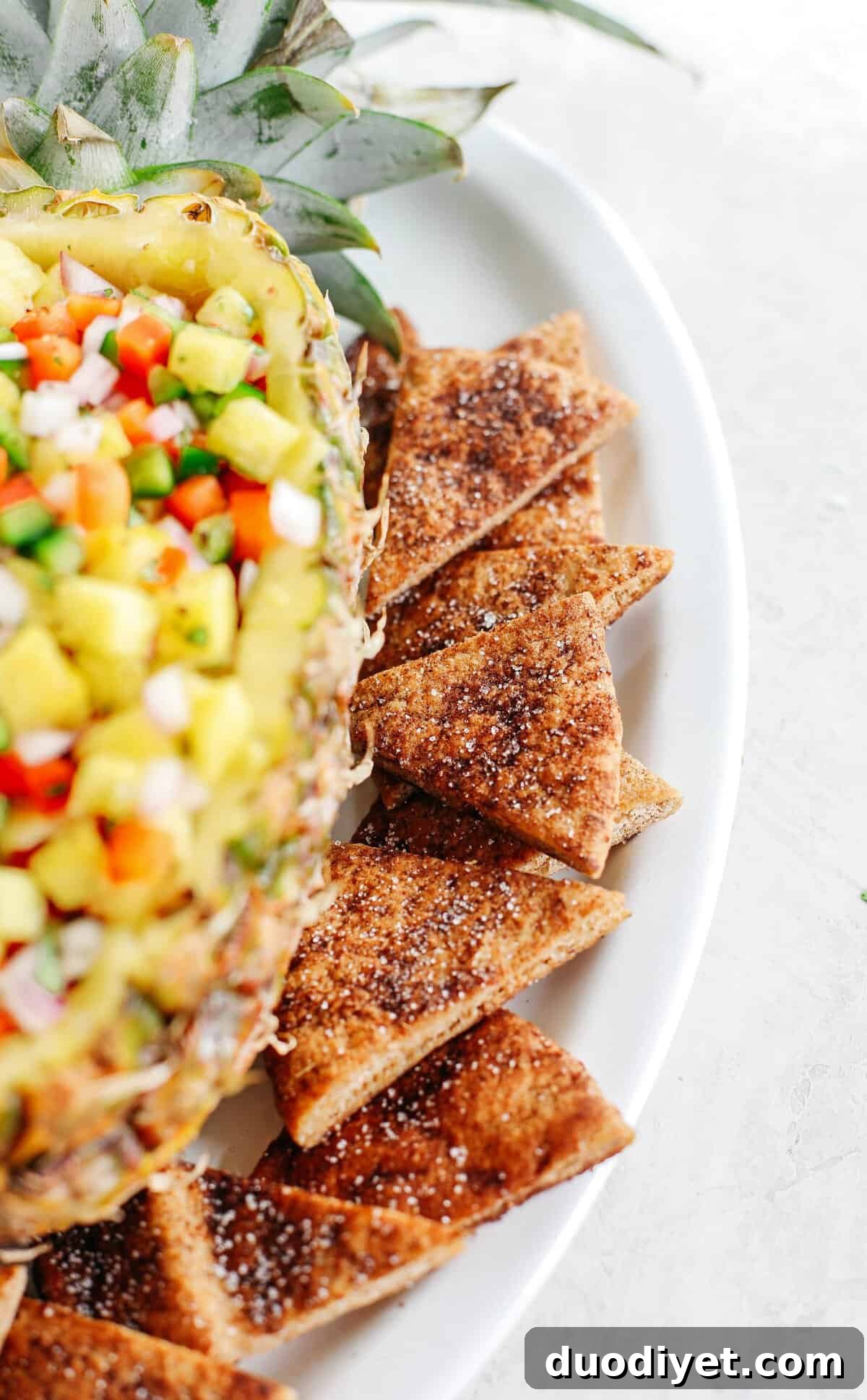 Cinnamon pita chips with pineapple salsa