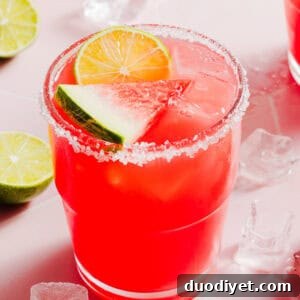 Watermelon margarita in a short glass