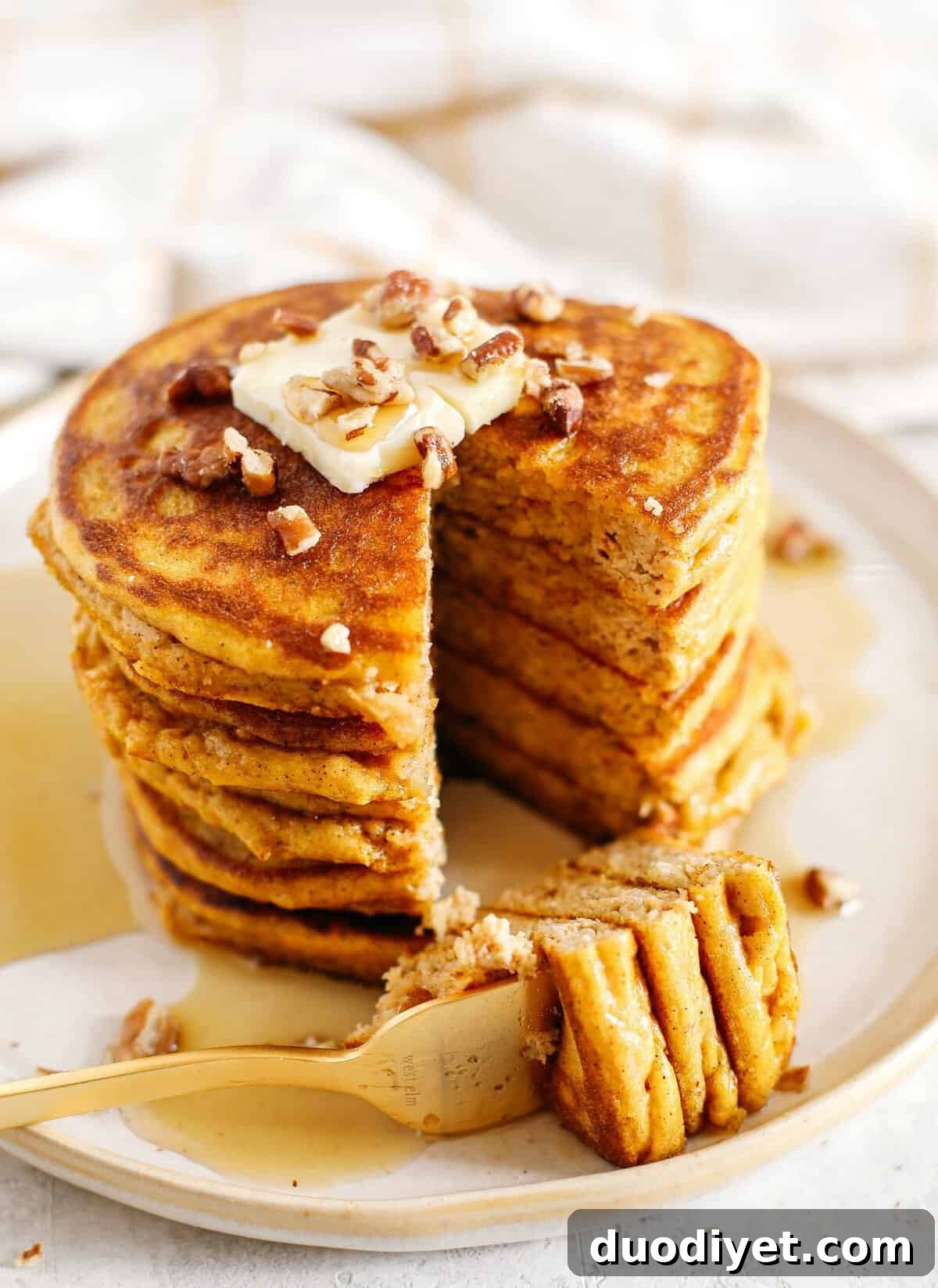 Fluffy Pumpkin Pancakes Recipe with Warm Spices 5 Start your morning with these fluffy pumpkin pancakes that are gluten-free, dairy-free and paleo with zero refined sugars made with almond flour for an easy delicious fall breakfast!