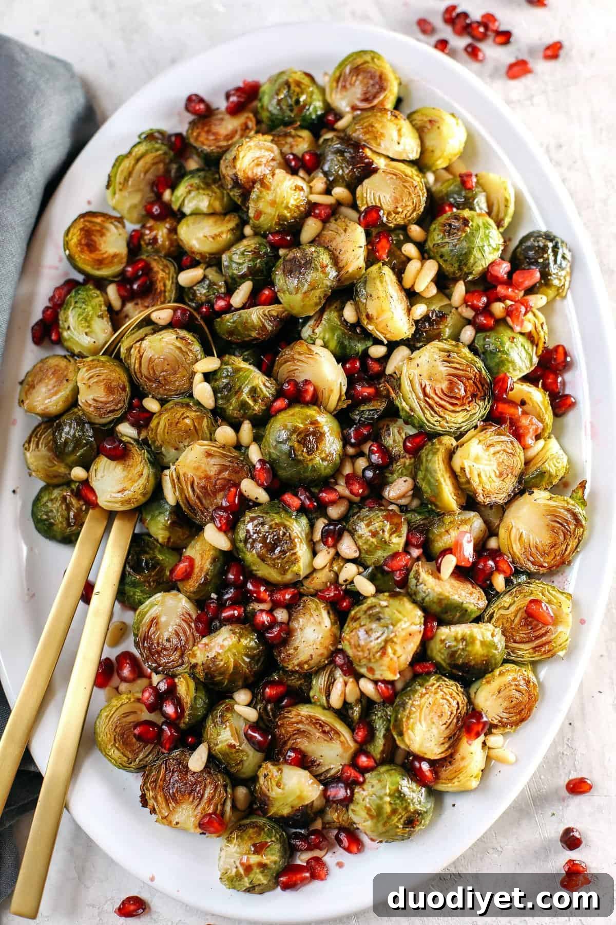 Roasted Pomegranate-Glazed Brussels Sprouts 2 Pomegranate Glazed Brussels Sprouts - savory, sweet and roasted to perfection