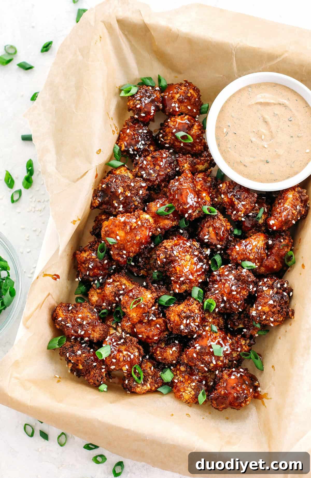 Sticky Honey Garlic Cauliflower Wings