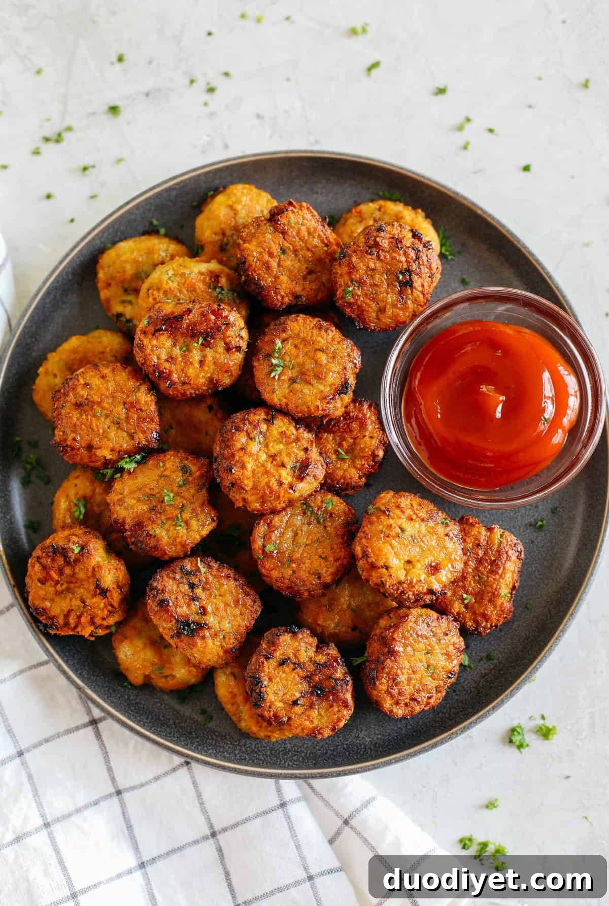 Sweet Potato Chicken Bites prepared and ready to serve