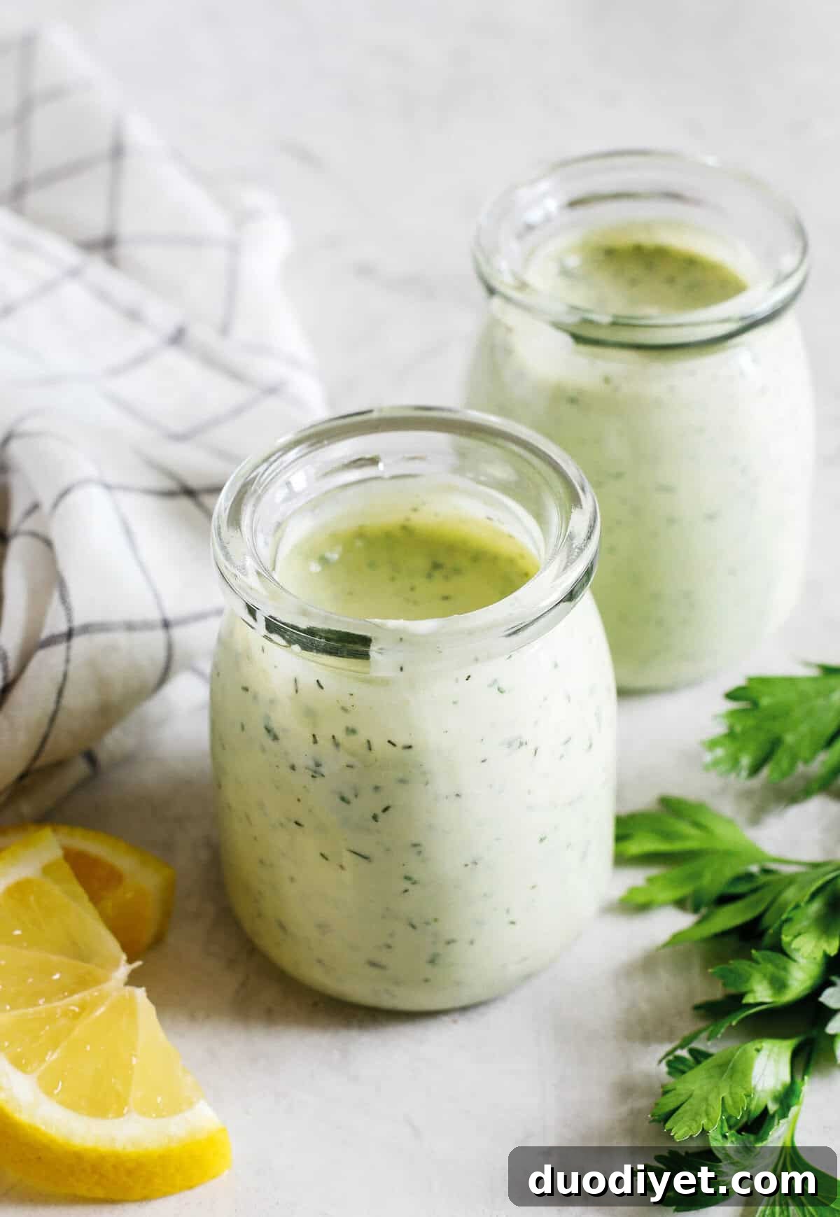 Creamy Avocado Ranch Dressing made healthier with Greek yogurt easily made in just 5 minutes with so much delicious flavor!  Perfect for salads and dips for veggies!