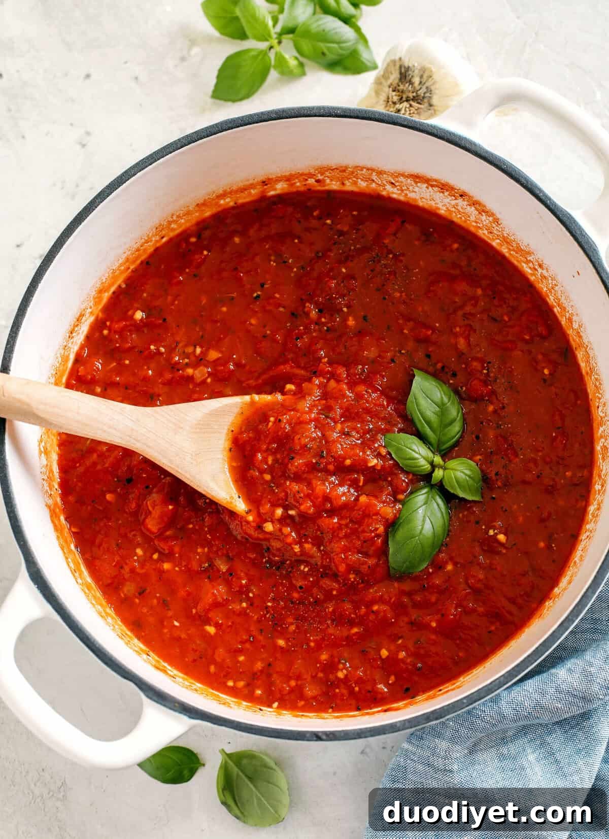 The most delicious homemade Simple Marinara Sauce made with San Marzano tomatoes, garlic, shallots and herbs. This is a family favorite and one I KNOW you’ll make time and time again!