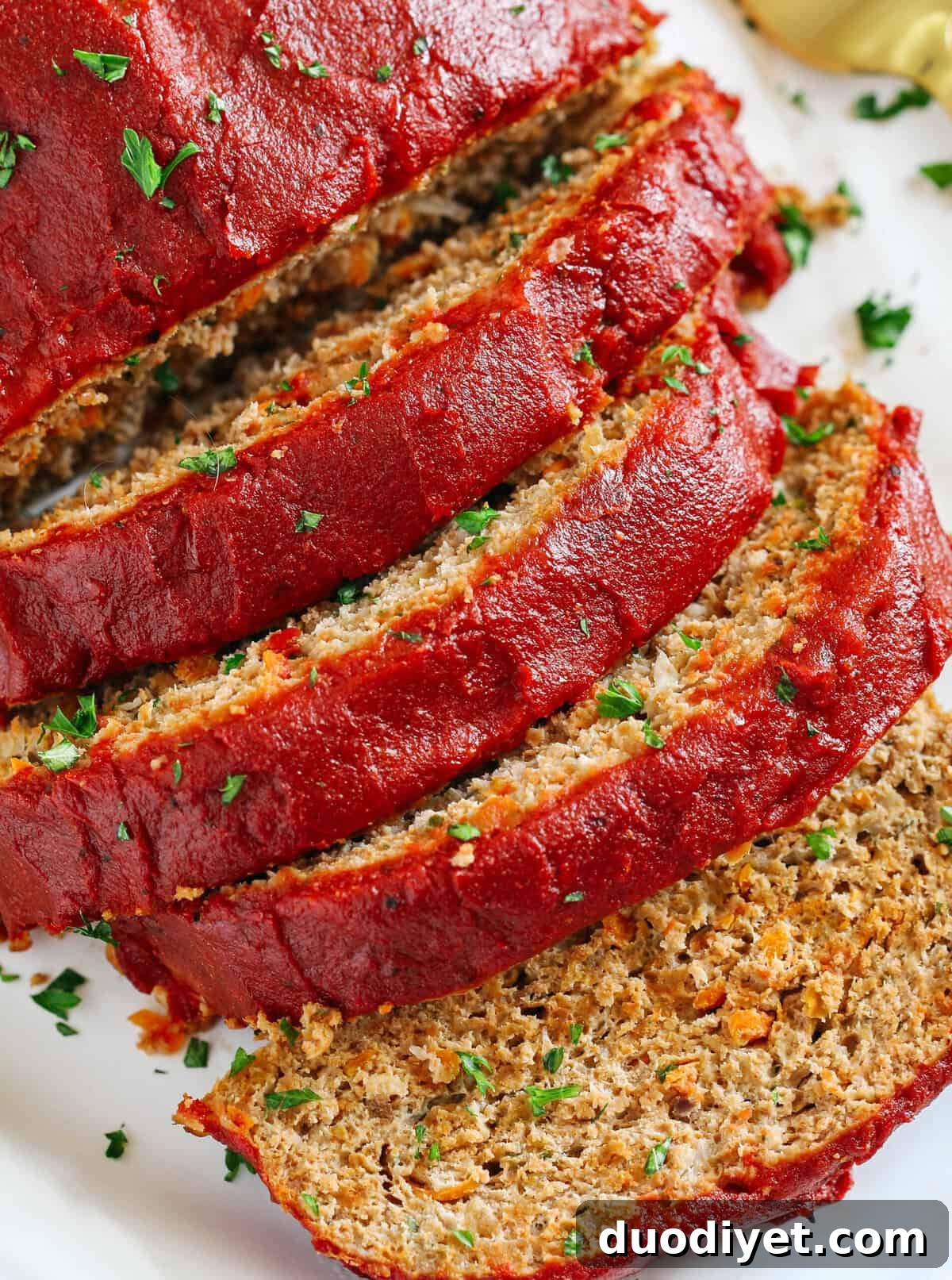 Lean Turkey Meatloaf Recipe with Tangy Glaze 5 Turkey meatloaf served with sides