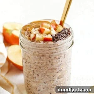 Apple Pie Overnight Oats easily made in just minutes the night before giving you a deliciously healthy breakfast as soon as you wake up!