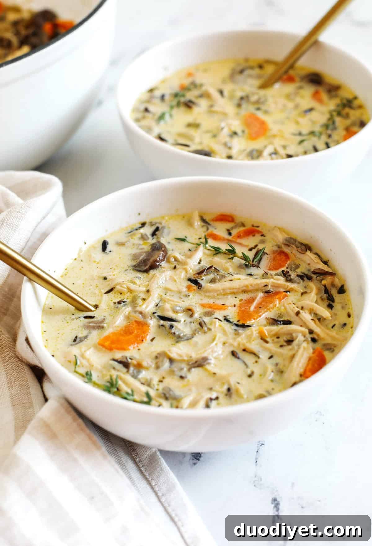 Creamy Chicken and Wild Rice Soup that is delicious, loaded with veggies and makes the perfect cozy meal that can easily made in your instant pot, slow cooker or right on the stove!