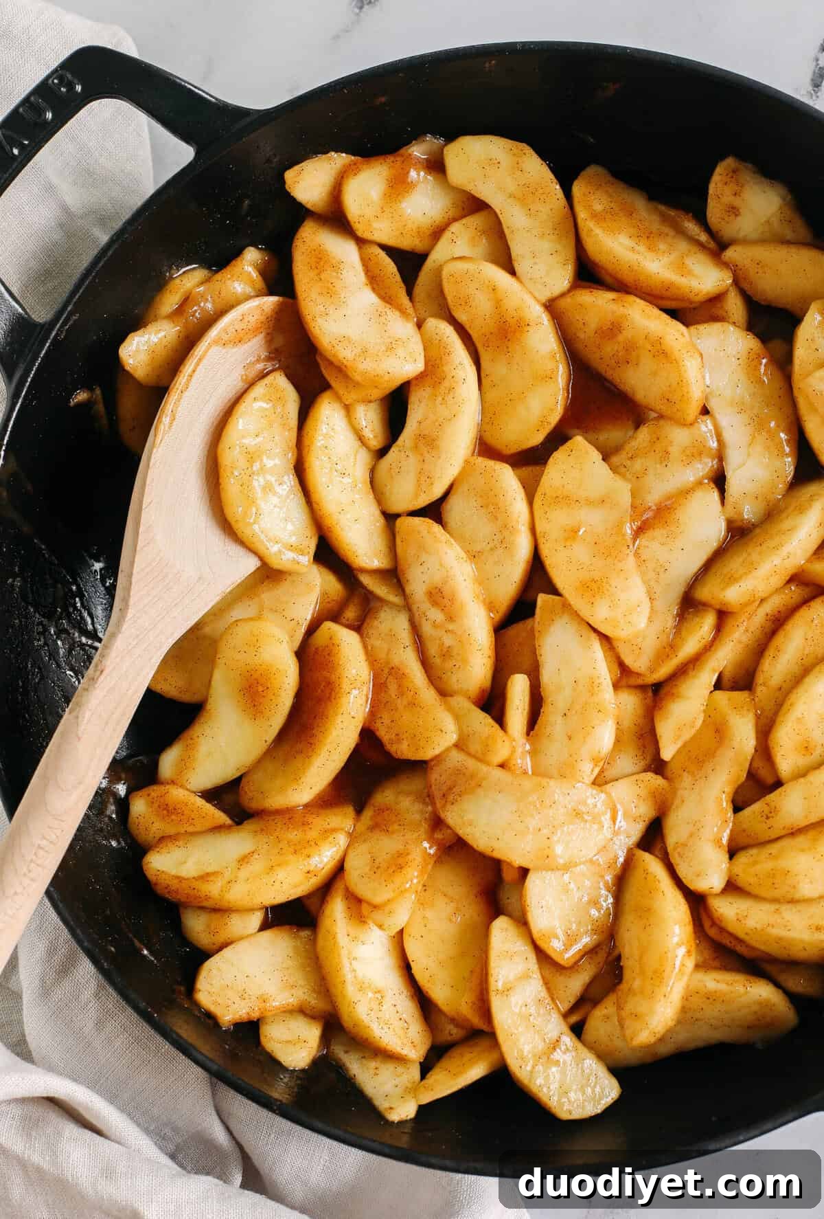 Skillet Maple Cinnamon Sauteed Apples Recipe 3 Warm maple cinnamon apples in a skillet
