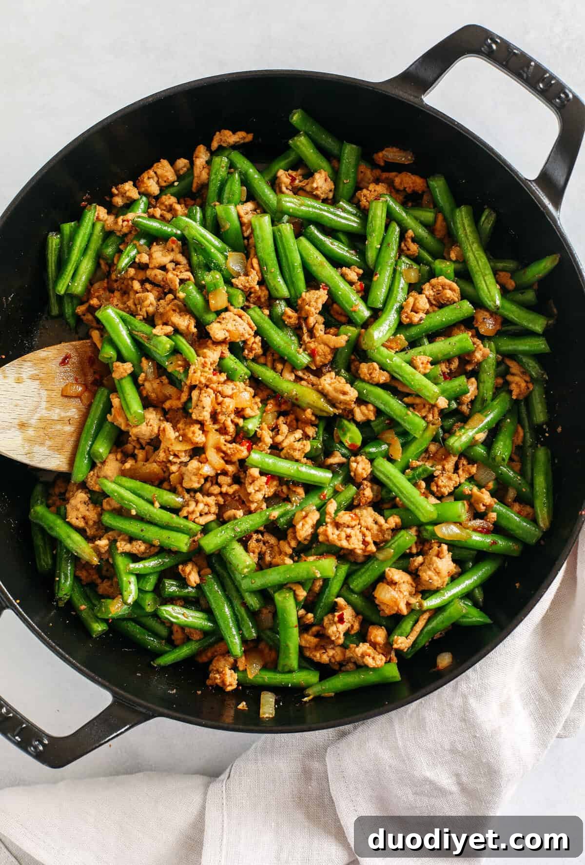 Quick and flavorful Ground Turkey and Green Bean Stir Fry