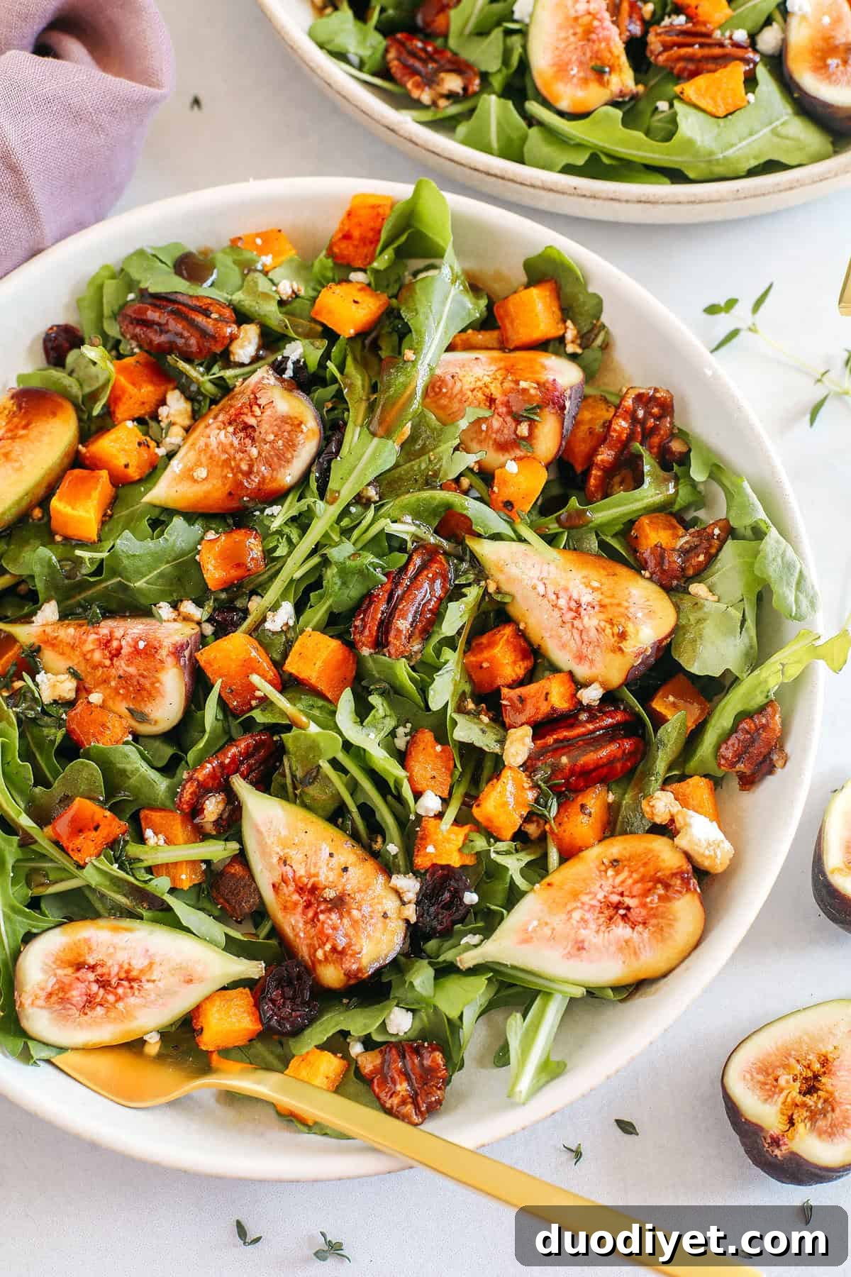 Roasted Butternut Squash and Fig Salad 3 Salad ingredients plated