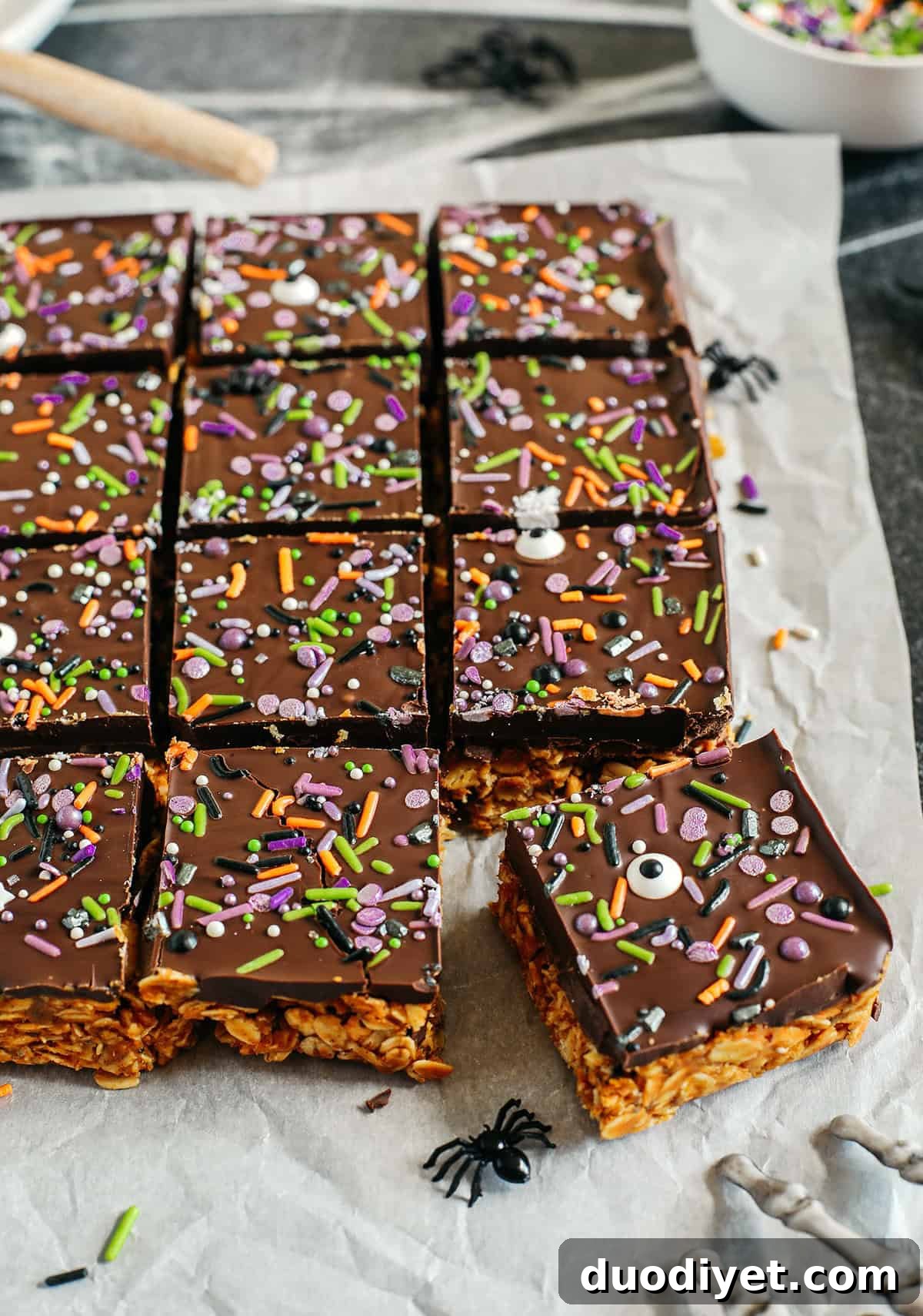 No-Bake Chocolate Pumpkin Bars Recipe 5 No Bake Chocolate Pumpkin Bars stored and ready to serve