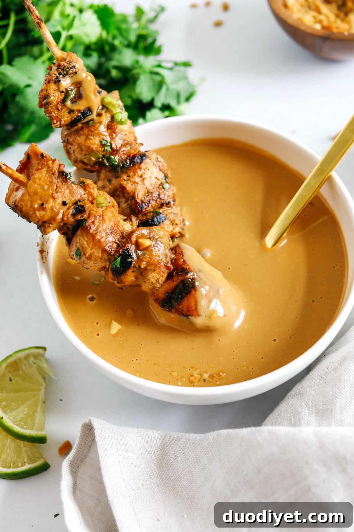 Homemade Peanut Dipping Sauce Recipe for Satay and Spring Rolls 4 Bowl of Peanut Dipping Sauce ready to serve