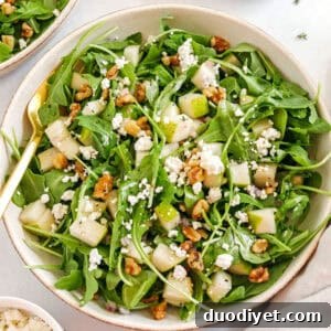 Pear and Arugula Salad Recipe 6 Final plated pear and arugula salad