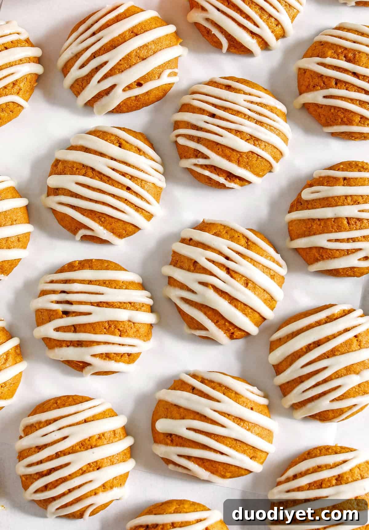 Soft Frosted Pumpkin Cookies Recipe 3 Pillowy soft Iced Pumpkin Cookies made healthier with whole wheat flour and zero butter or refined sugar all drizzled with a delicious maple cream cheese icing! These cake-like pumpkin cookies make the perfect fall treat to enjoy this season.