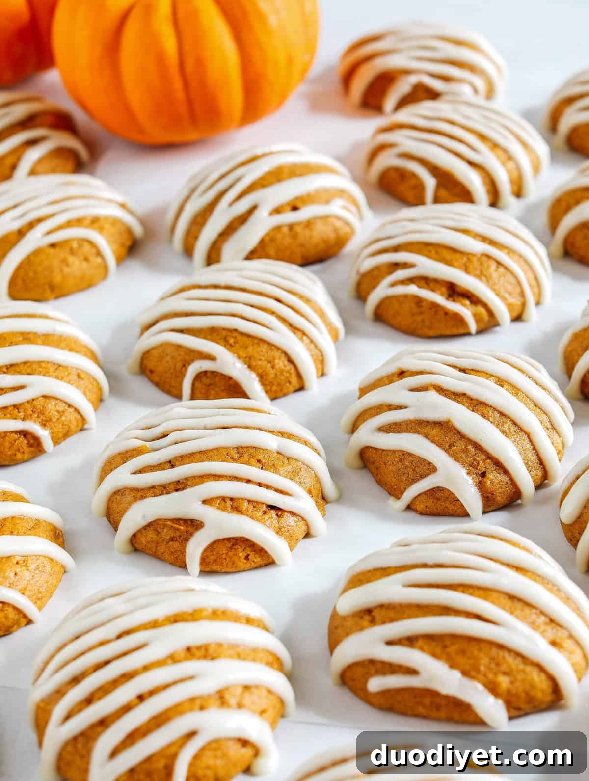 Soft Frosted Pumpkin Cookies Recipe 5 Pillowy soft Iced Pumpkin Cookies made healthier with whole wheat flour and zero butter or refined sugar all drizzled with a delicious maple cream cheese icing! These cake-like pumpkin cookies make the perfect fall treat to enjoy this season.
