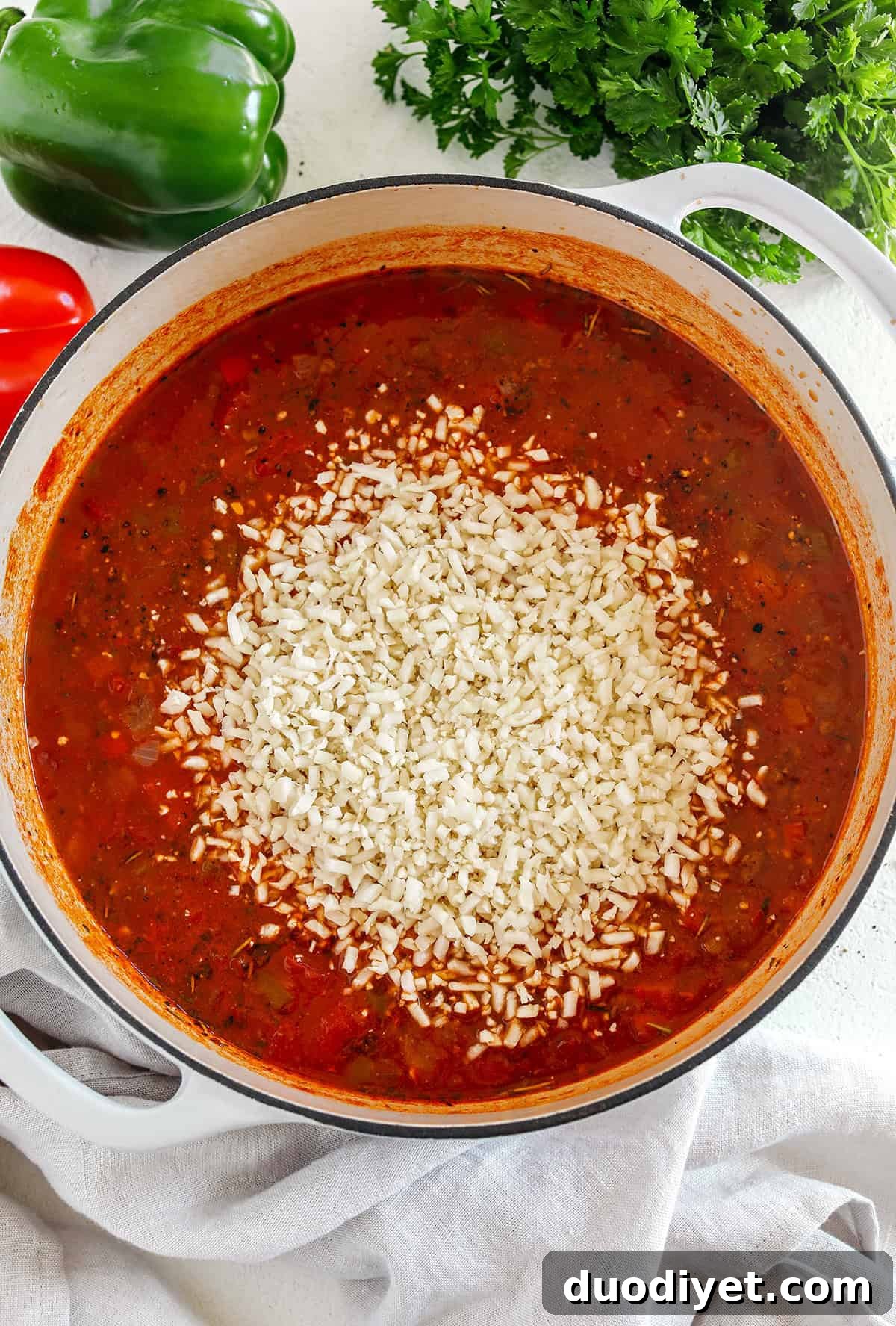 Classic Stuffed Pepper Soup Recipe 3 Bowl of stuffed pepper soup with fresh parsley garnish