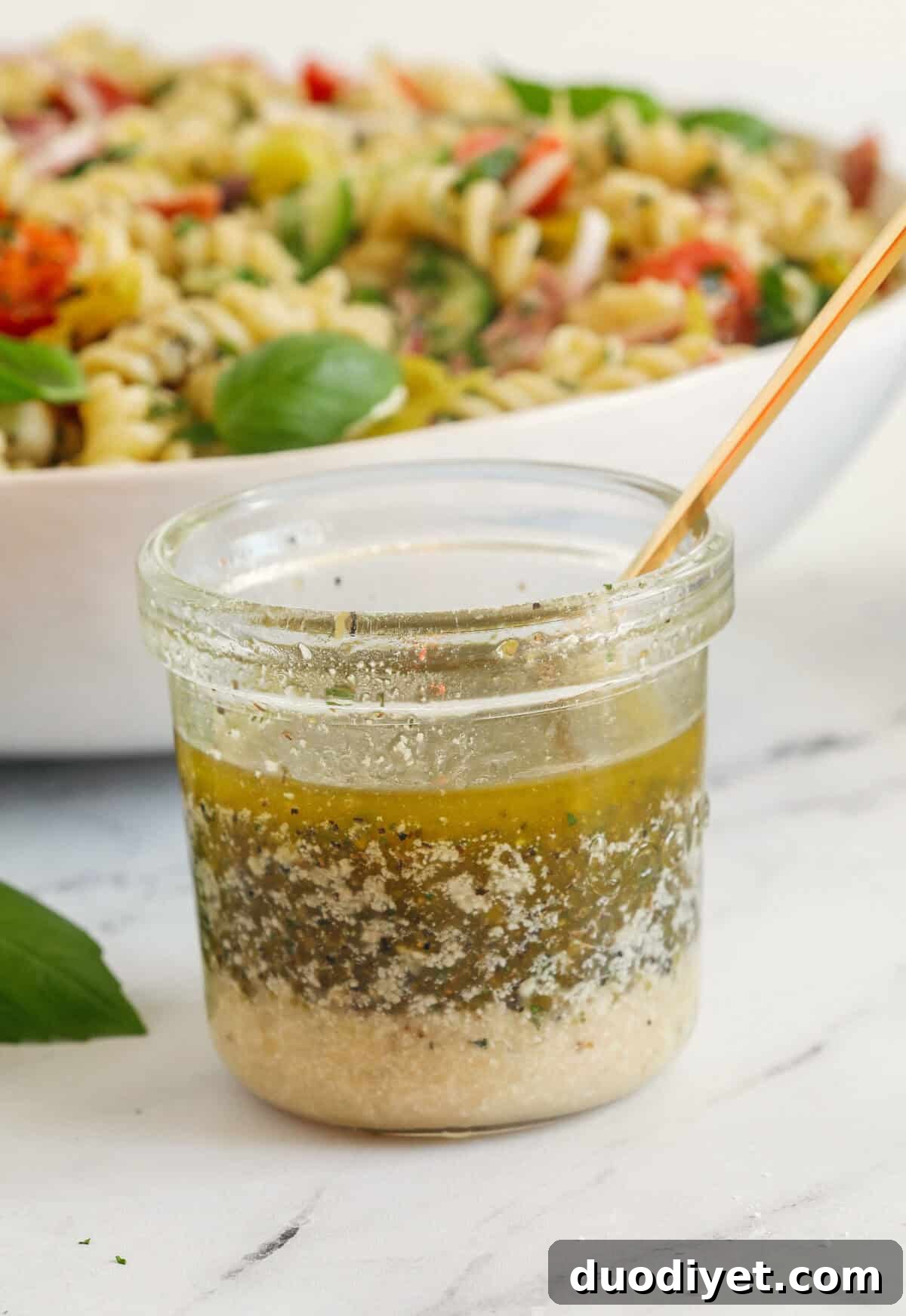 Jar of Italian dressing ready to use
