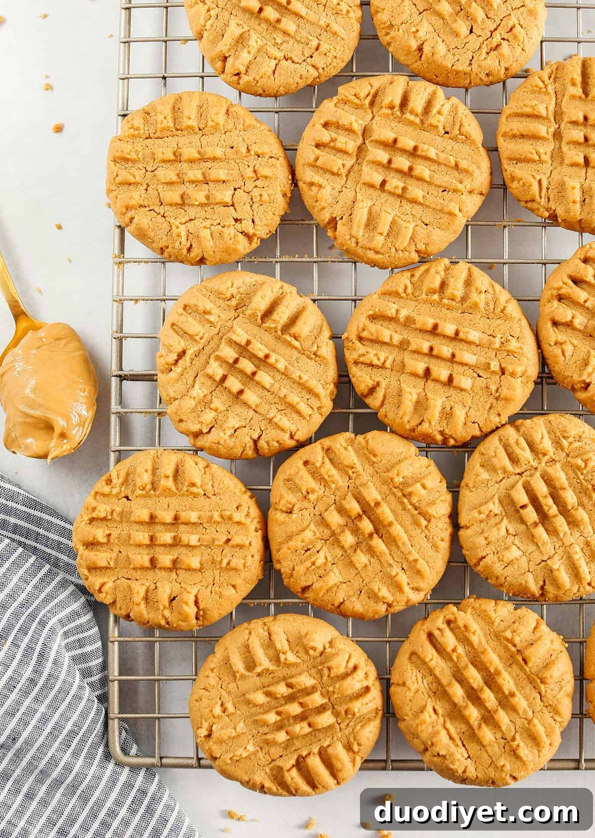 Soft, chewy peanut butter cookies fresh from the oven.