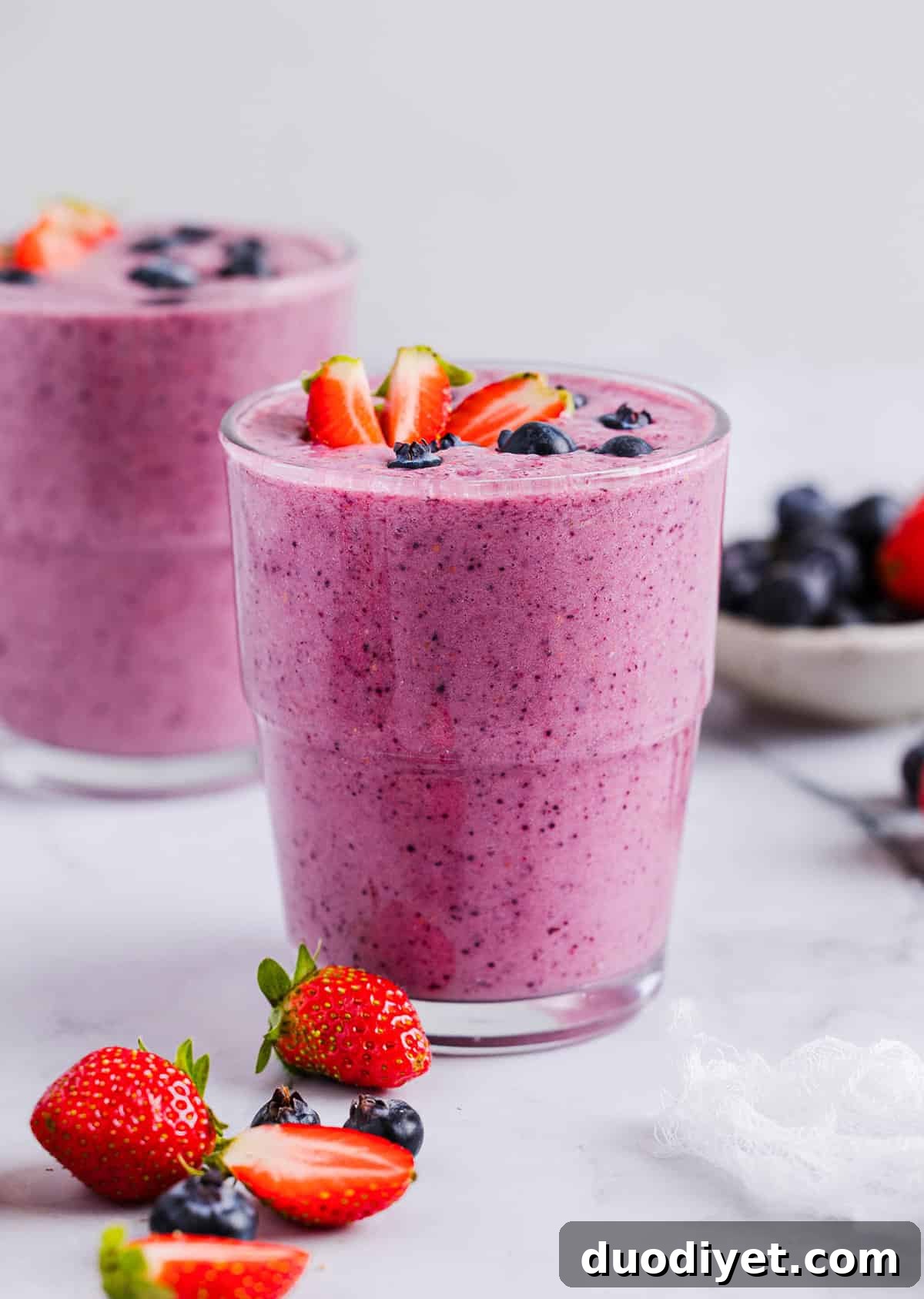 Creamy Mixed Berry Smoothie Recipe 6 Perfectly poured mixed berry smoothie