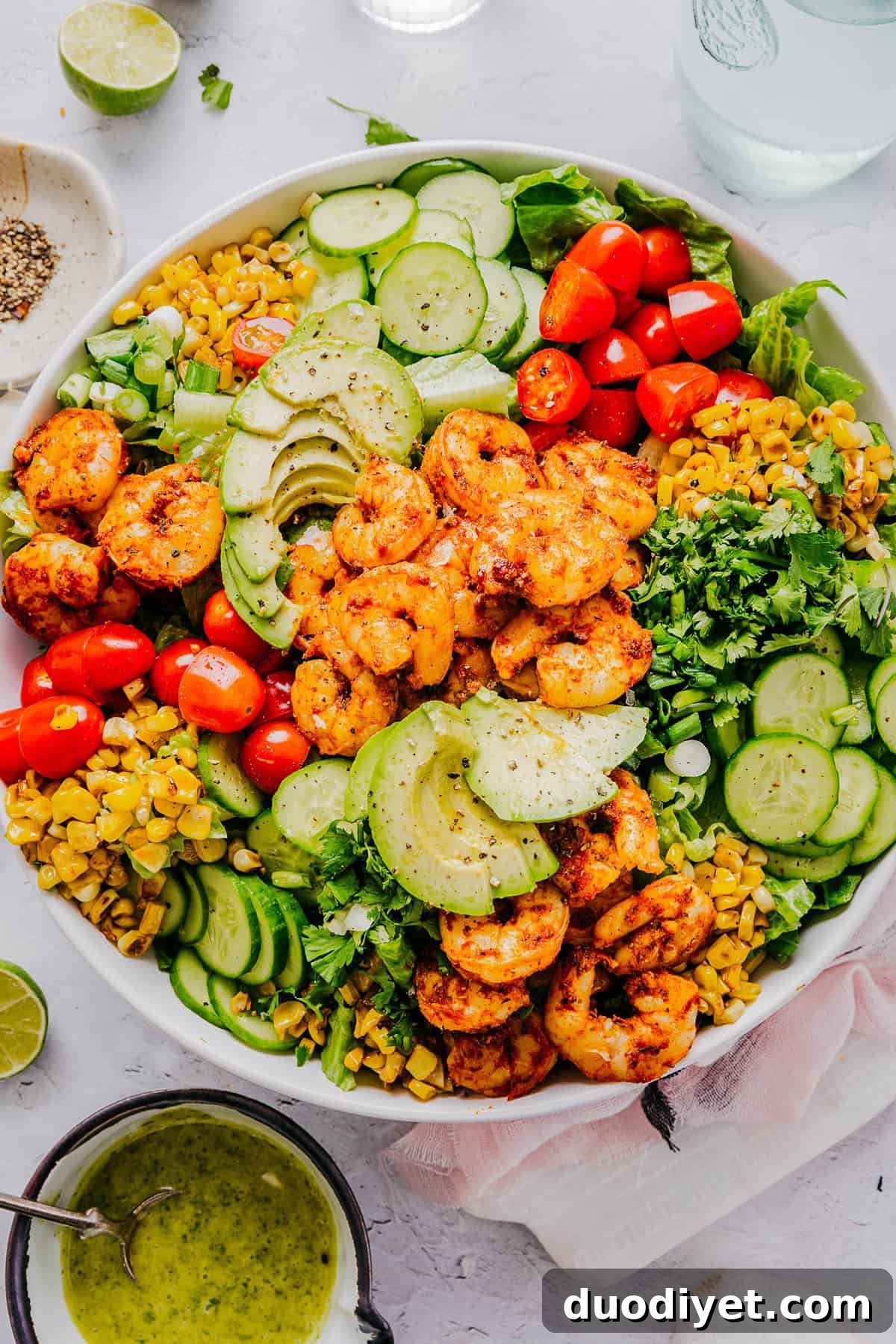 Blackened Shrimp and Grilled Corn Salad 8 Salad served in bowl
