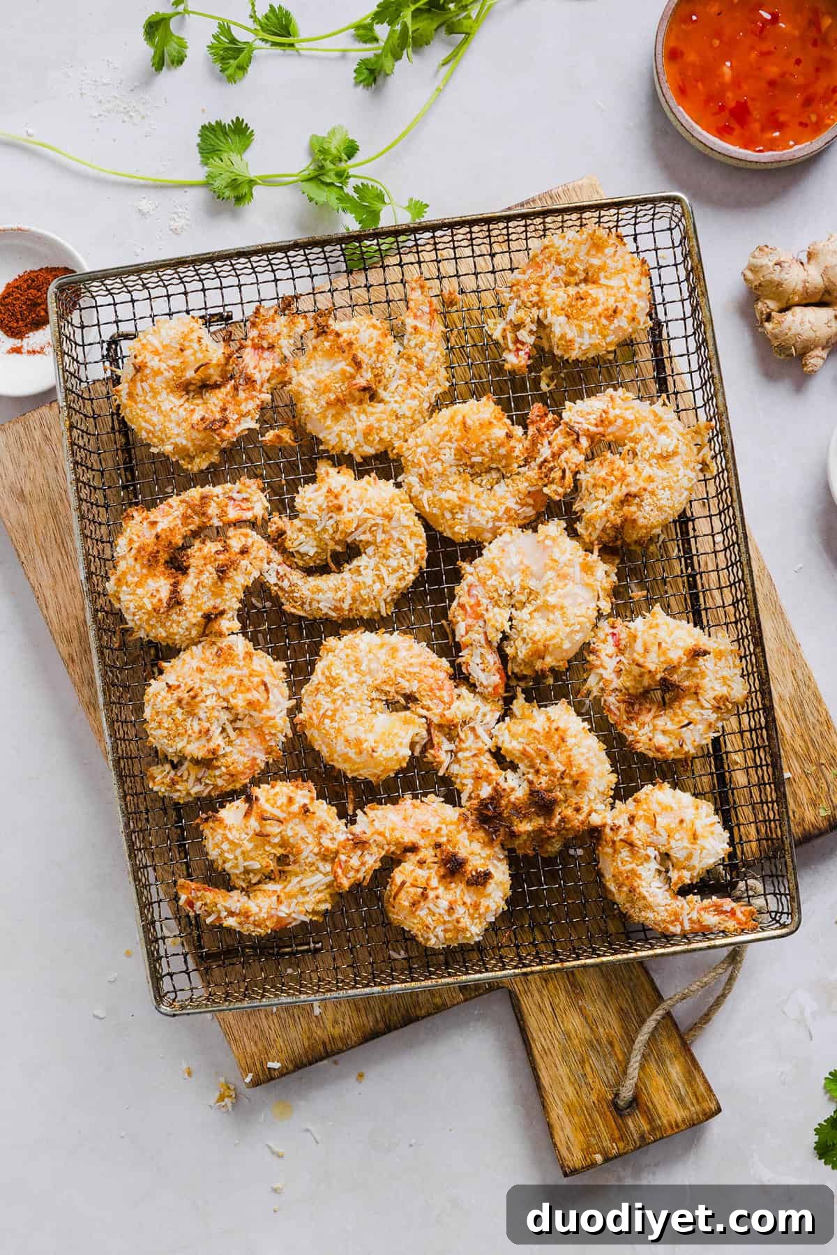 Air Fryer Coconut Shrimp Recipe: Crispy Golden Bites 5 Crispy coconut shrimp with dipping sauce