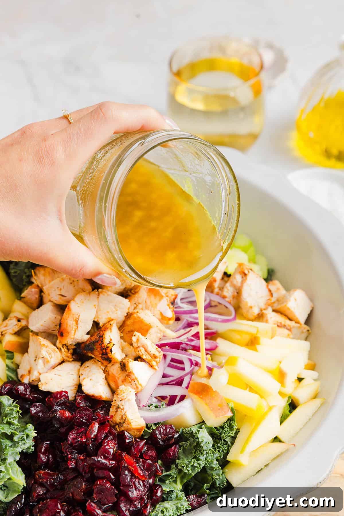 Autumn Harvest Chopped Chicken Salad with Cranberries, Pecans 5 Served Harvest Chopped Chicken Salad with pecans and feta