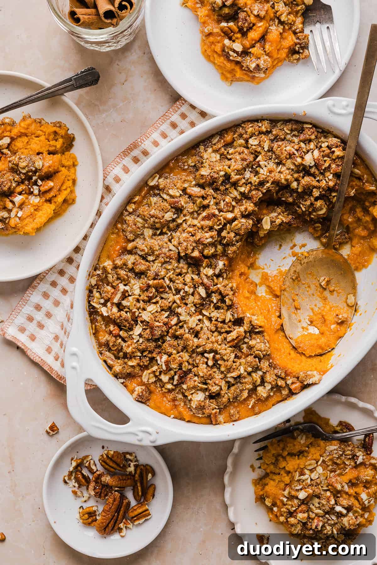 Light Sweet Potato Casserole Recipe with Pecan Topping 2 Healthy Sweet Potato Casserole with pecan streusel