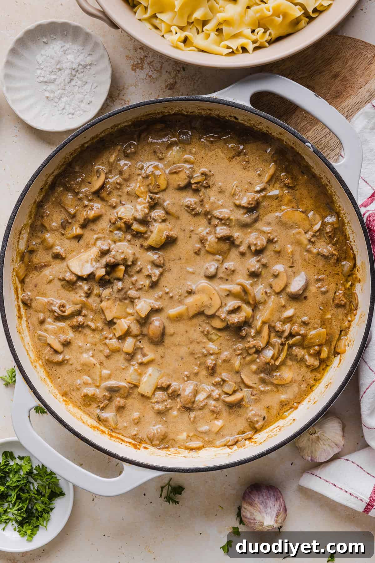Creamy mushroom stroganoff sauce