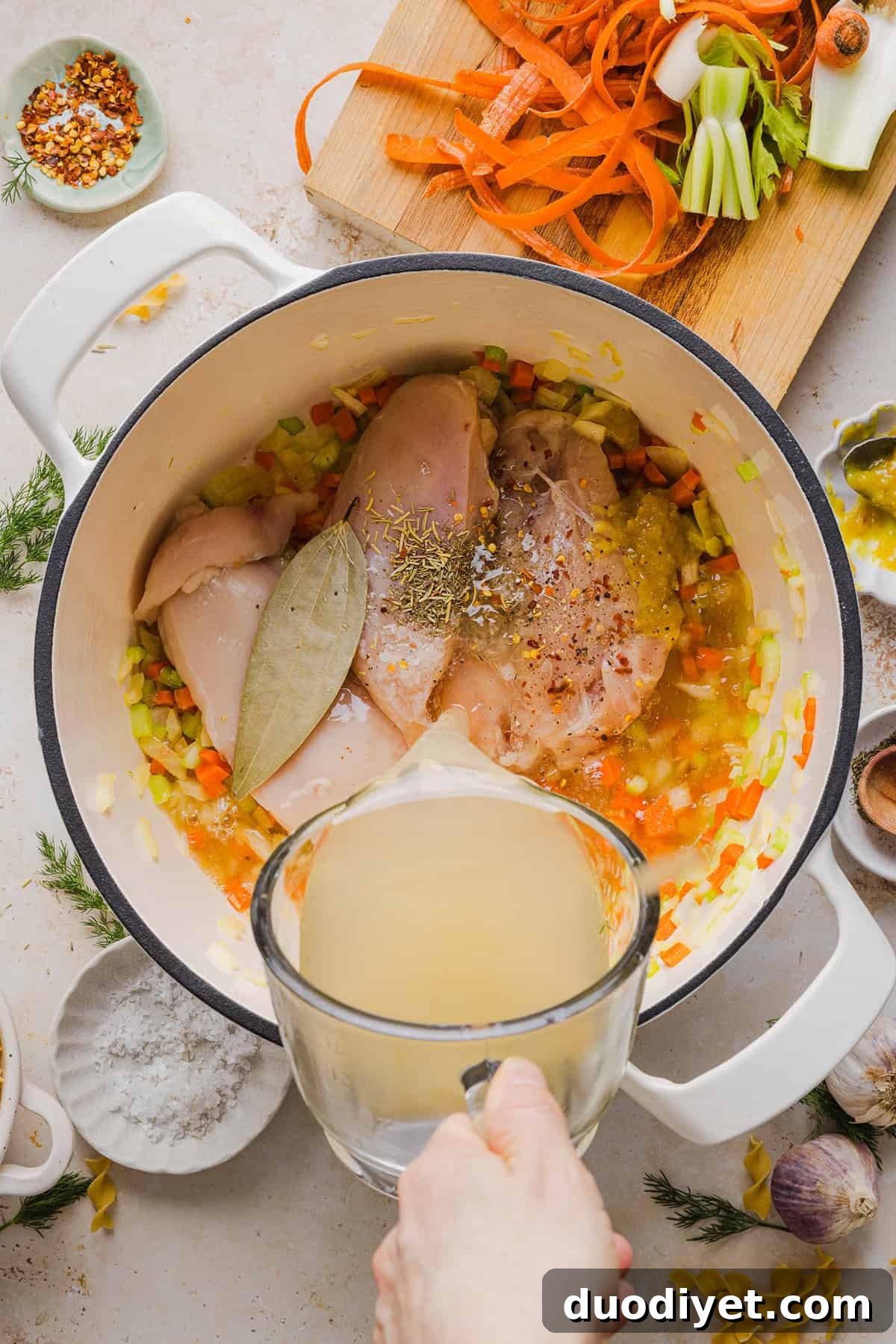 Enjoy a cozy bowl of this Easy Chicken Noodle Soup made with simple ingredients that pack in the flavor! Made with tender chicken, hearty vegetables and a rich, flavorful broth that is comforting and nourishing.