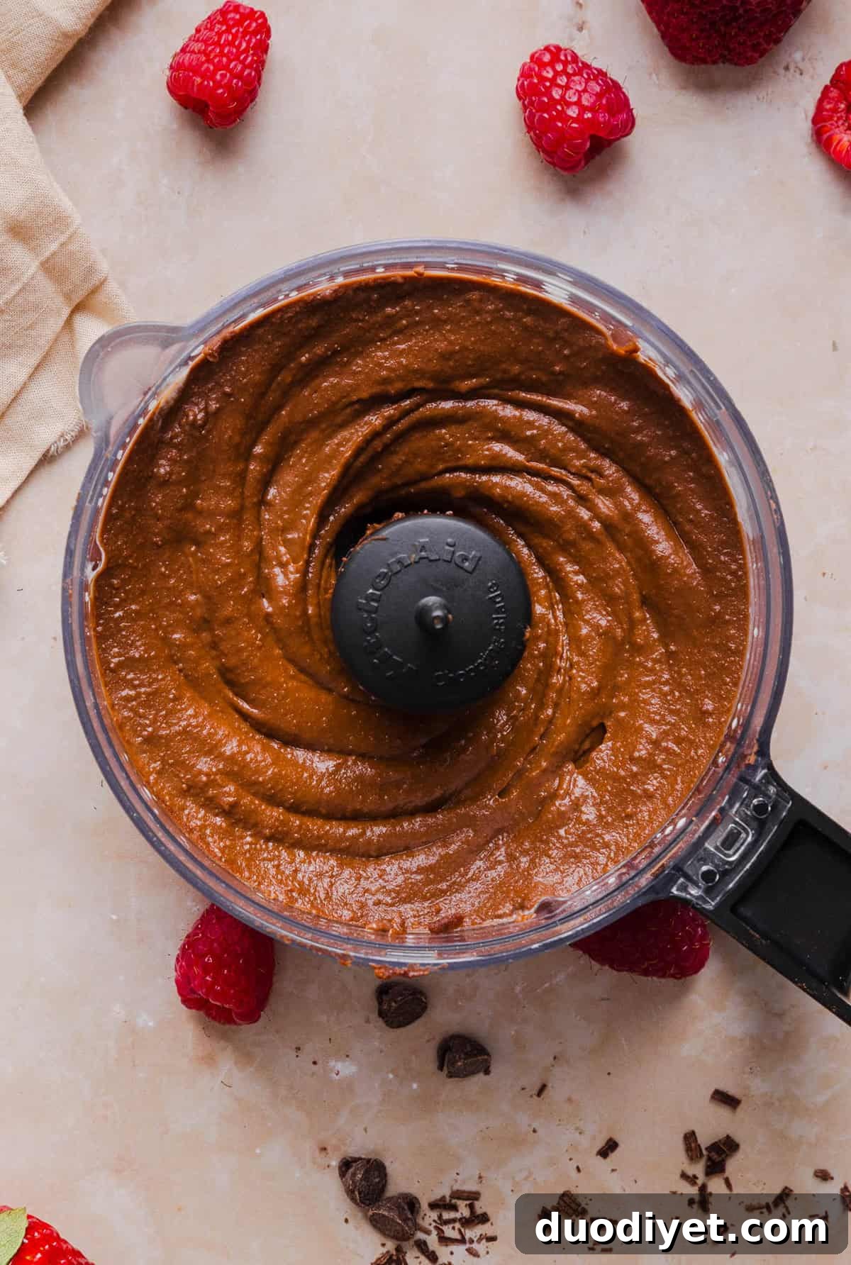 Chocolate Hummus: Creamy Cocoa Chickpea Dip 5 This Healthy Chocolate Hummus is rich and indulgent to satisfy your sweet tooth, but made with wholesome ingredients that you can feel good about eating! Serve with your favorite fruit, pretzels or graham crackers for the perfect fun dessert or snack!